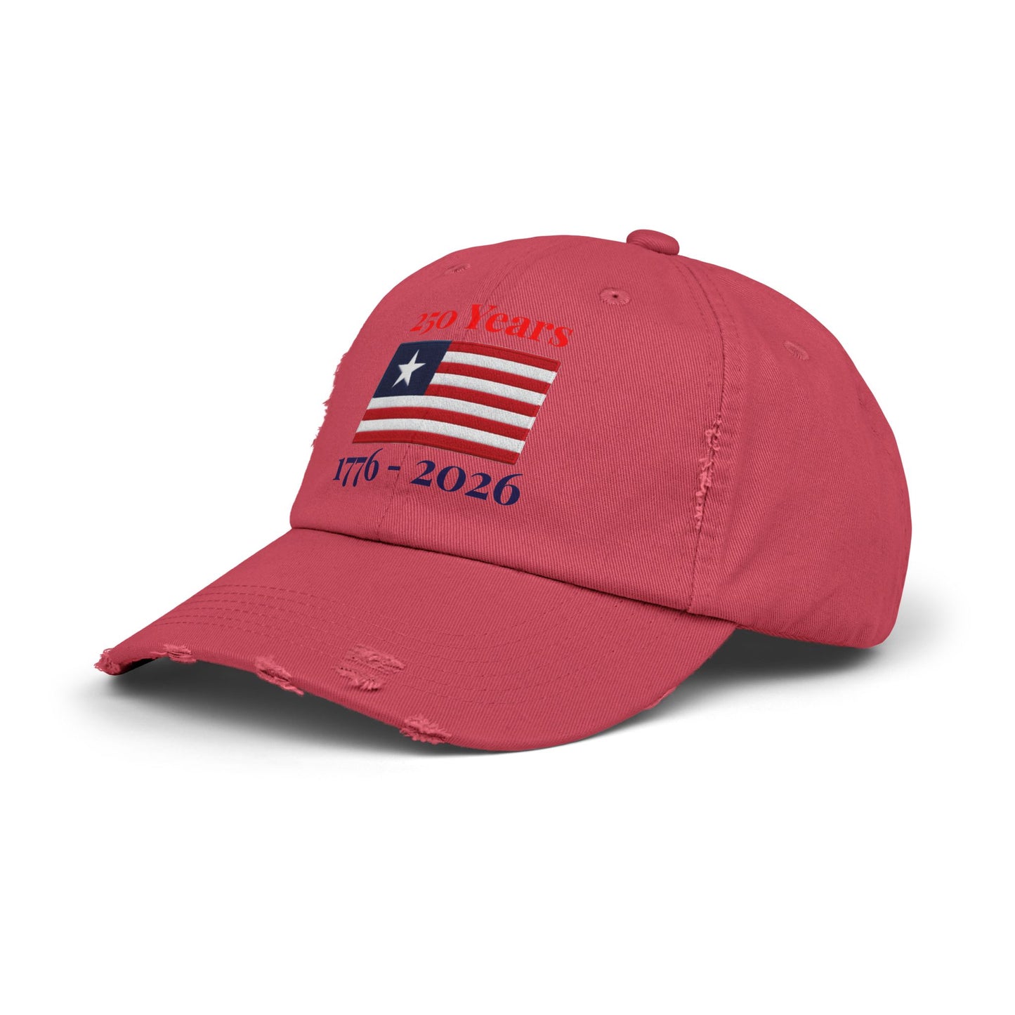 USA 250 Years Embroidered Distressed Dad Cap | 1776–2026 Patriotic Flag Hat