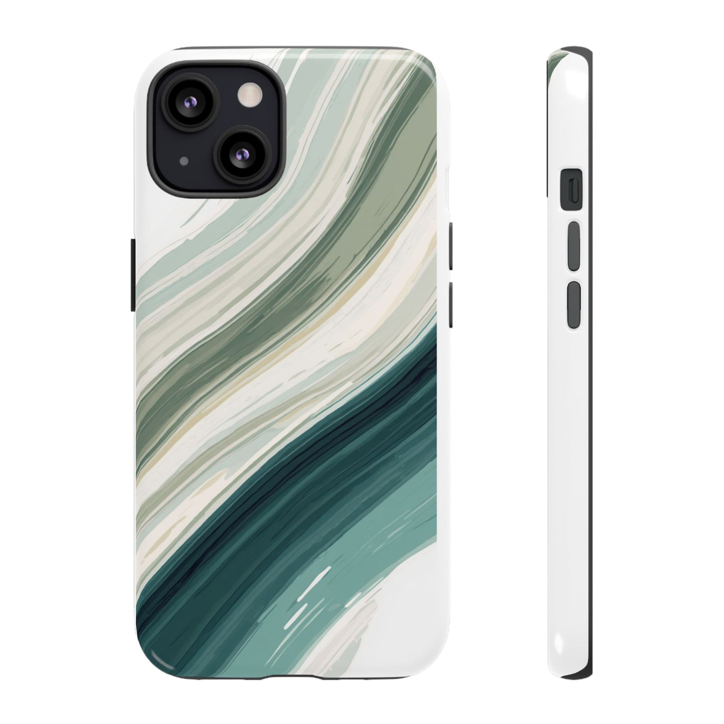 Sea Glass Drift Phone Case – Coastal Abstract Ocean Waves iPhone Case | Sage Green Minimalist Protective Cover