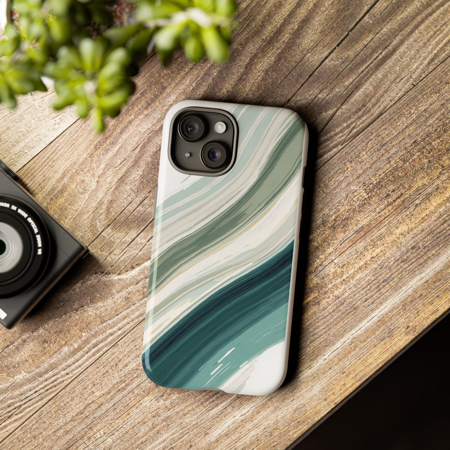 Sea Glass Drift Phone Case – Coastal Abstract Ocean Waves iPhone Case | Sage Green Minimalist Protective Cover