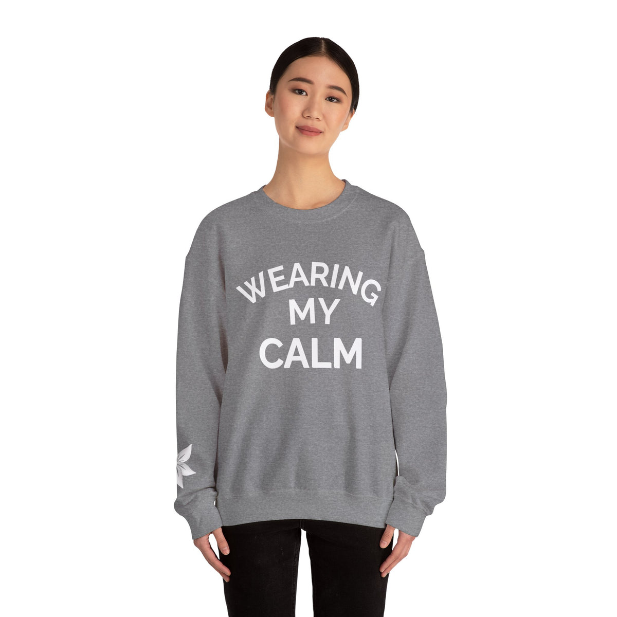 Wearing My Calm Crewneck Sweatshirt, Cozy Unisex Sweatshirt, Relaxed Fit Apparel, Gift for Mindfulness Lovers, Everyday Comfort Wear, [...]