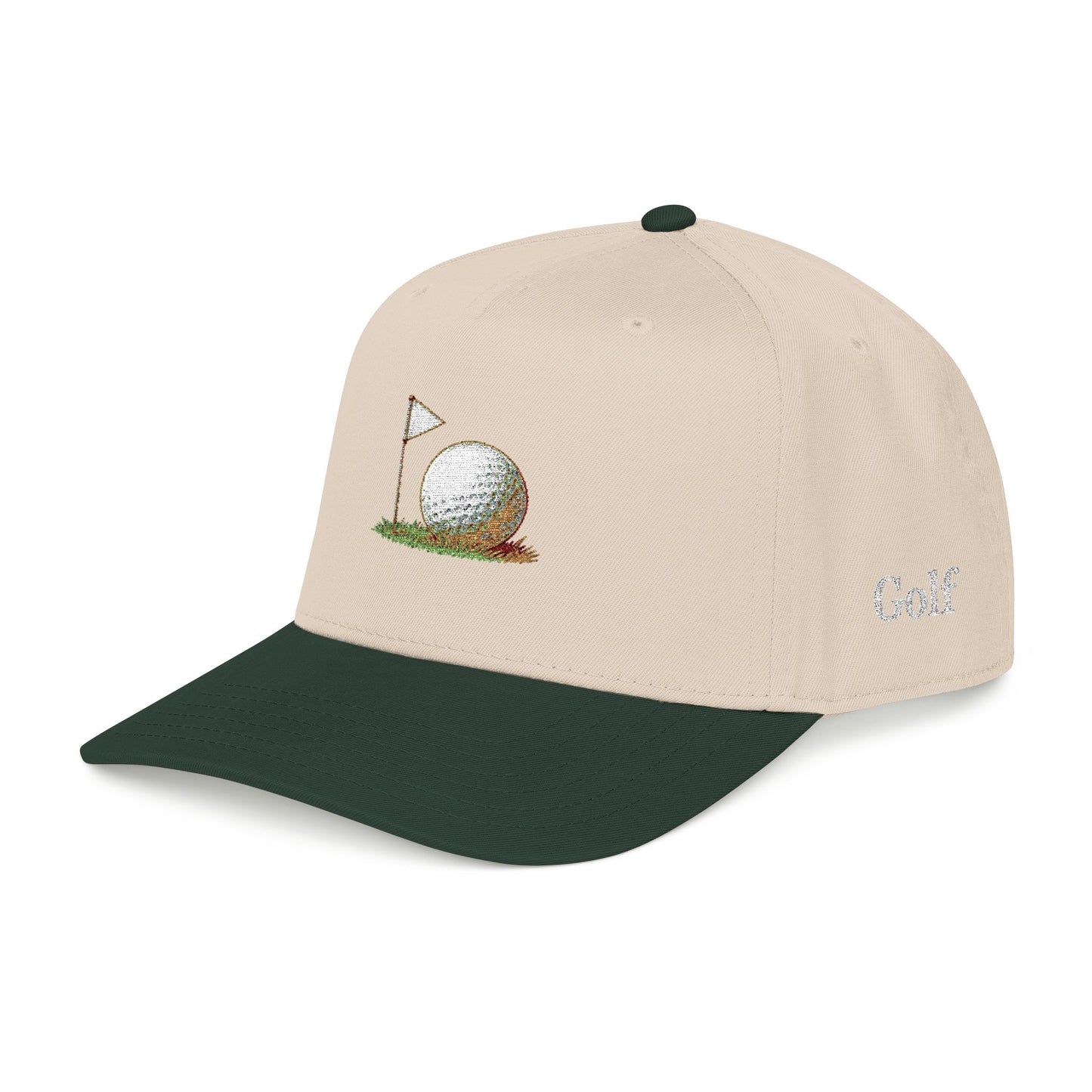 Vintage Golf Mid Profile Baseball Cap – Embroidered Golf Ball Flag Hat
