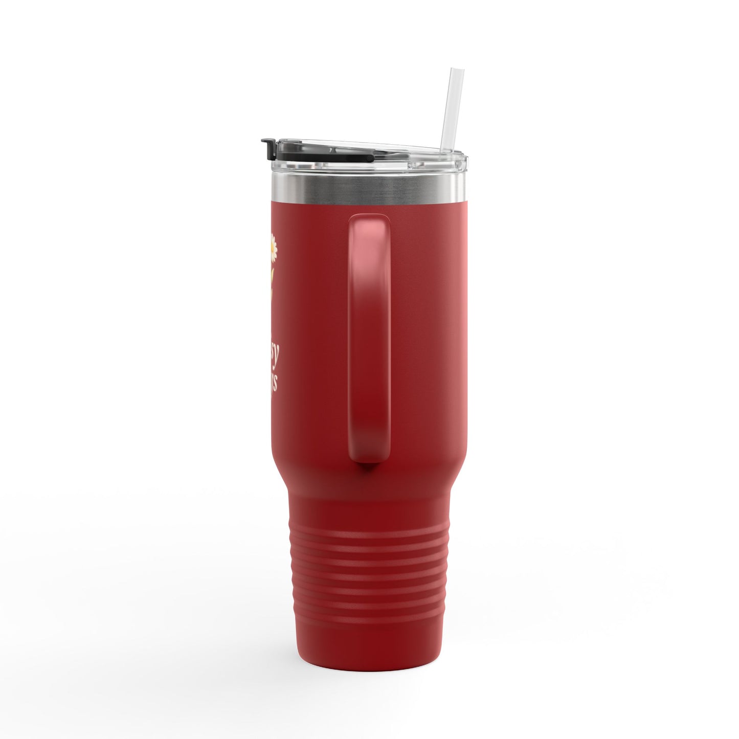 Daisy Days 40 oz Insulated Travel Mug | Floral Tumbler with Handle