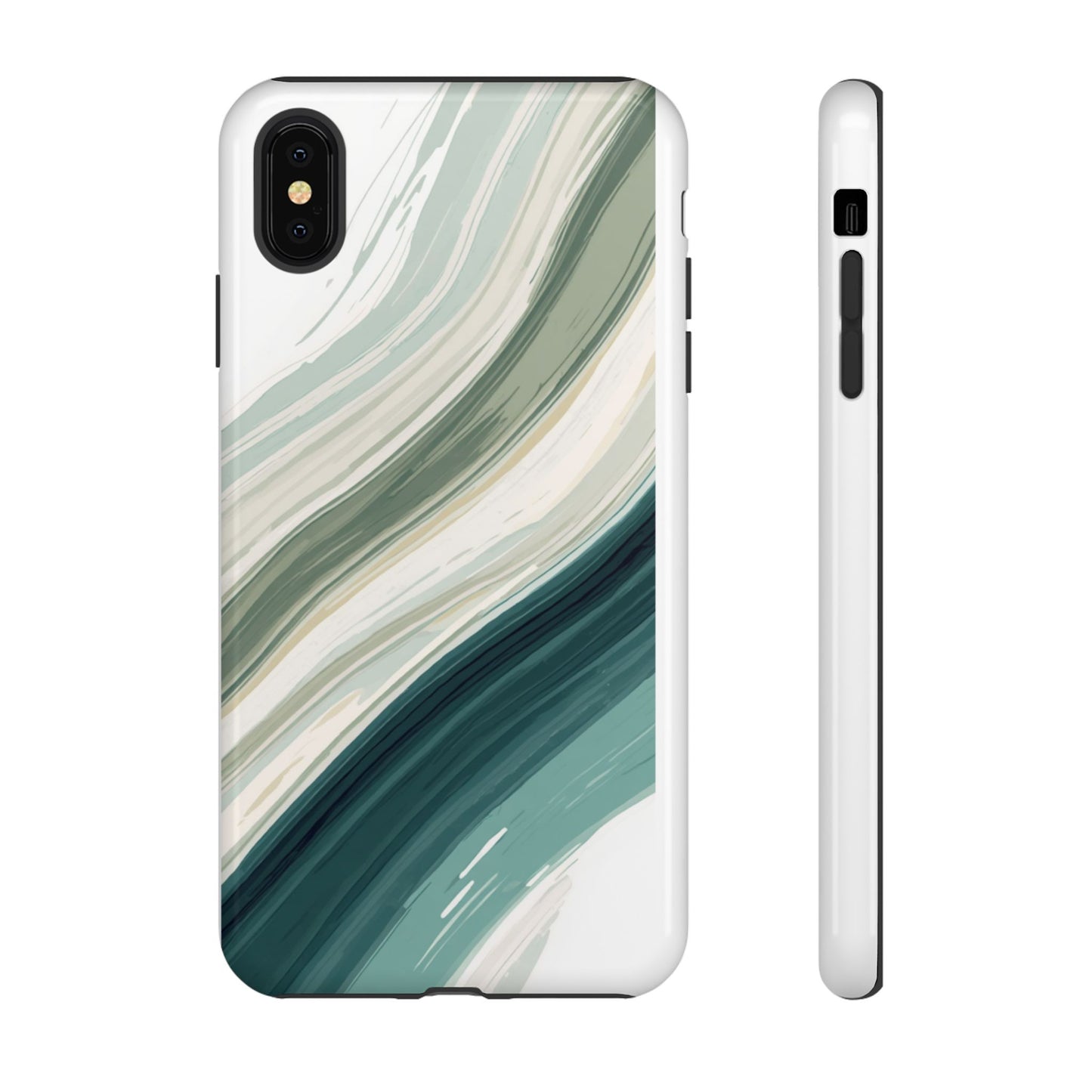 Sea Glass Drift Phone Case – Coastal Abstract Ocean Waves iPhone Case | Sage Green Minimalist Protective Cover