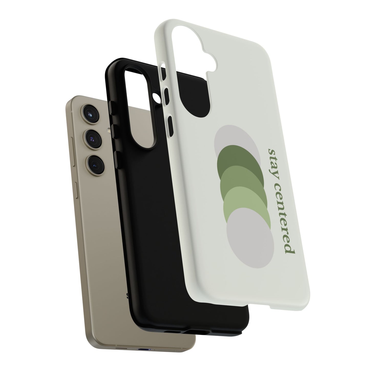 Stay Centered Minimalist Phone Case – Sage Green Wellness Aesthetic iPhone Case | Modern Neutral Protective Cover