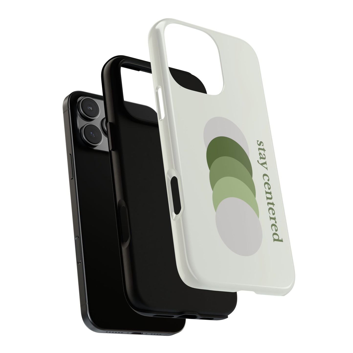 Stay Centered Minimalist Phone Case – Sage Green Wellness Aesthetic iPhone Case | Modern Neutral Protective Cover