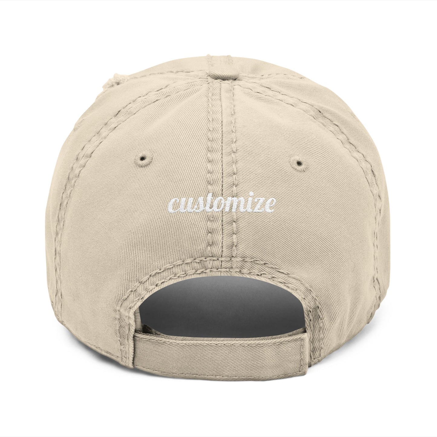 Personalized Embroidered Distressed Dad Hat | Custom Text Vintage Cap | Your Story Your Way | Beach Town, Name or Phrase Hat | Up to 15 Characters
