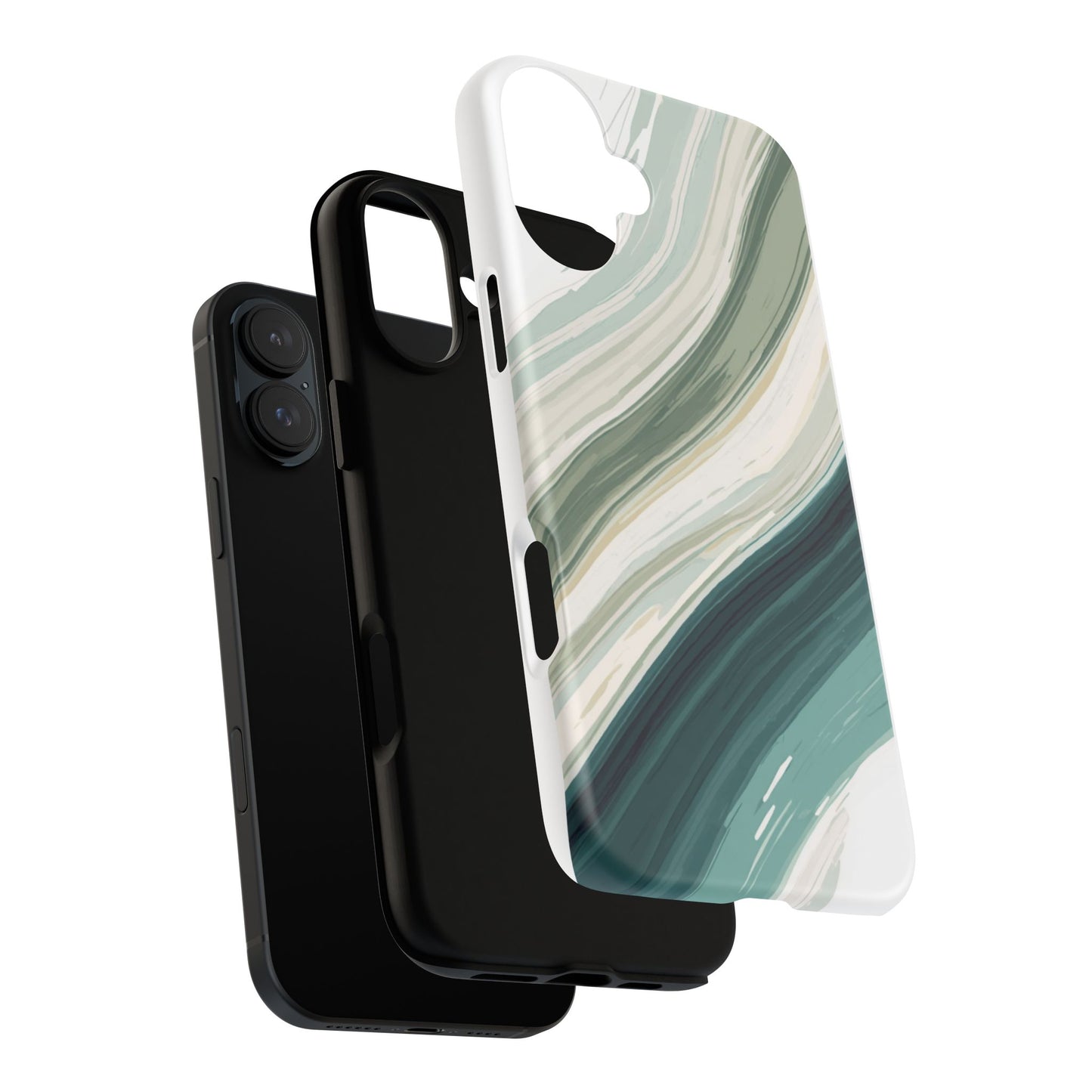 Sea Glass Drift Phone Case – Coastal Abstract Ocean Waves iPhone Case | Sage Green Minimalist Protective Cover