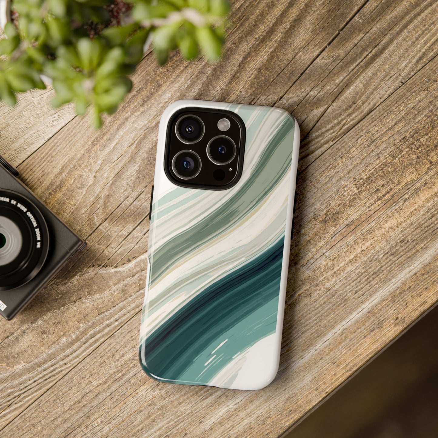 Sea Glass Drift Phone Case – Coastal Abstract Ocean Waves iPhone Case | Sage Green Minimalist Protective Cover