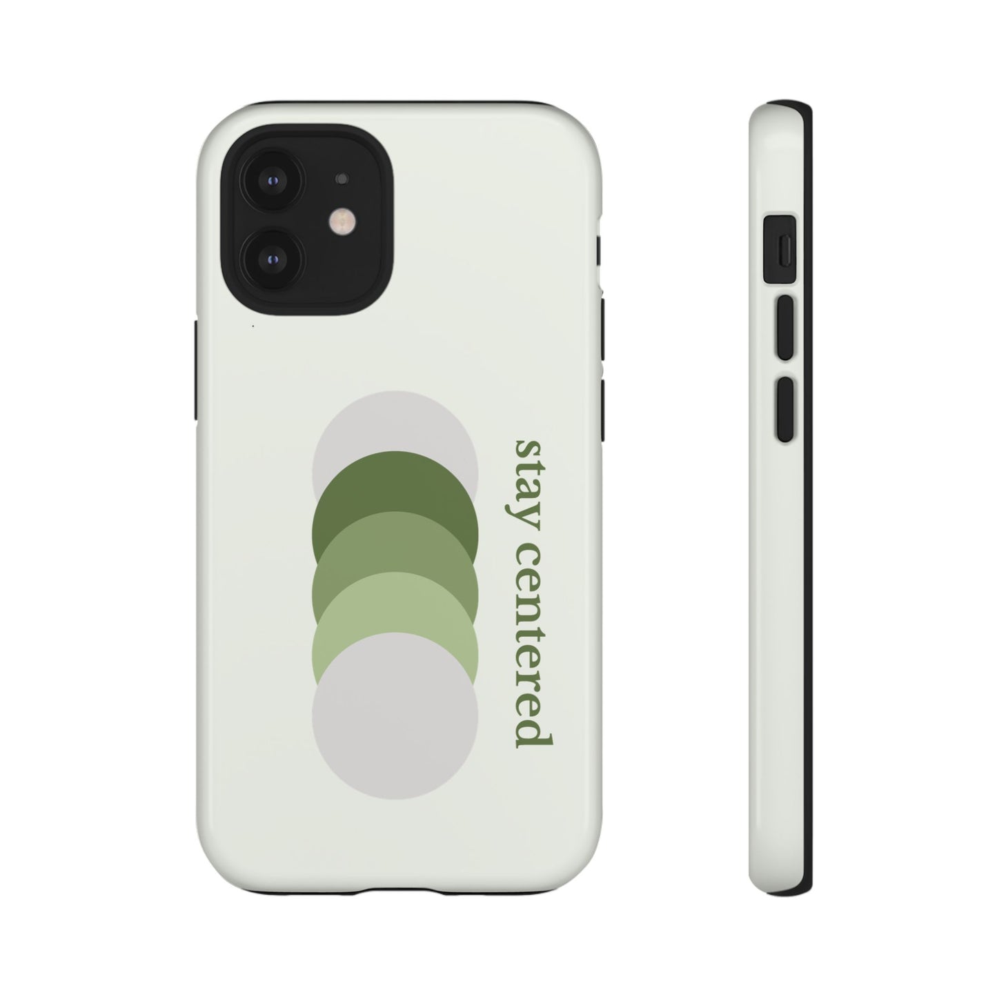 Stay Centered Minimalist Phone Case – Sage Green Wellness Aesthetic iPhone Case | Modern Neutral Protective Cover