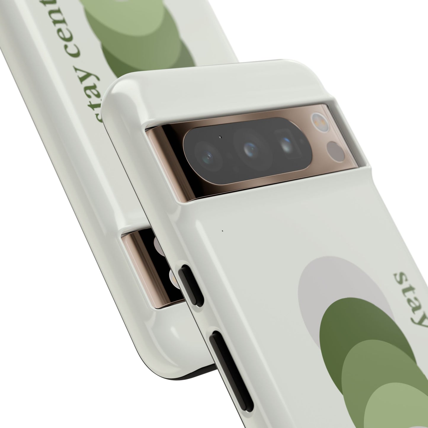 Stay Centered Minimalist Phone Case – Sage Green Wellness Aesthetic iPhone Case | Modern Neutral Protective Cover