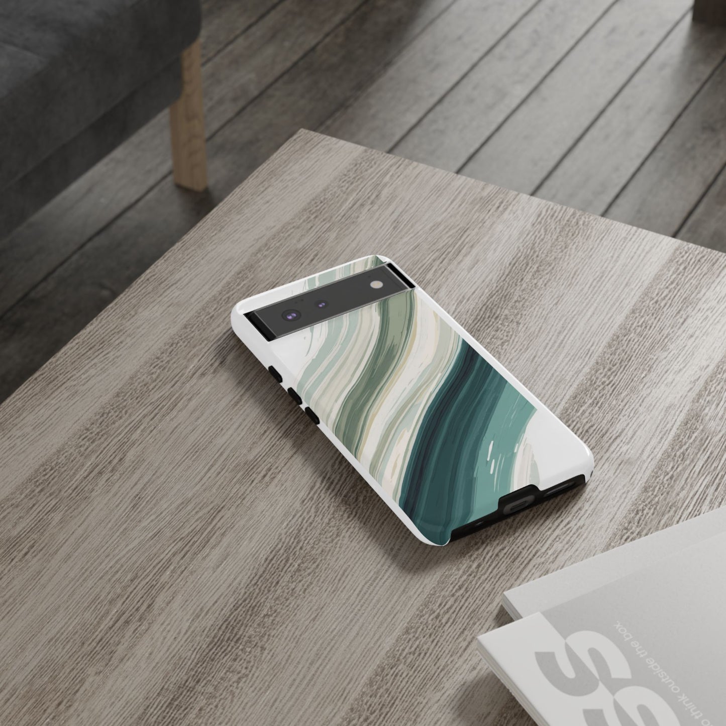 Sea Glass Drift Phone Case – Coastal Abstract Ocean Waves iPhone Case | Sage Green Minimalist Protective Cover
