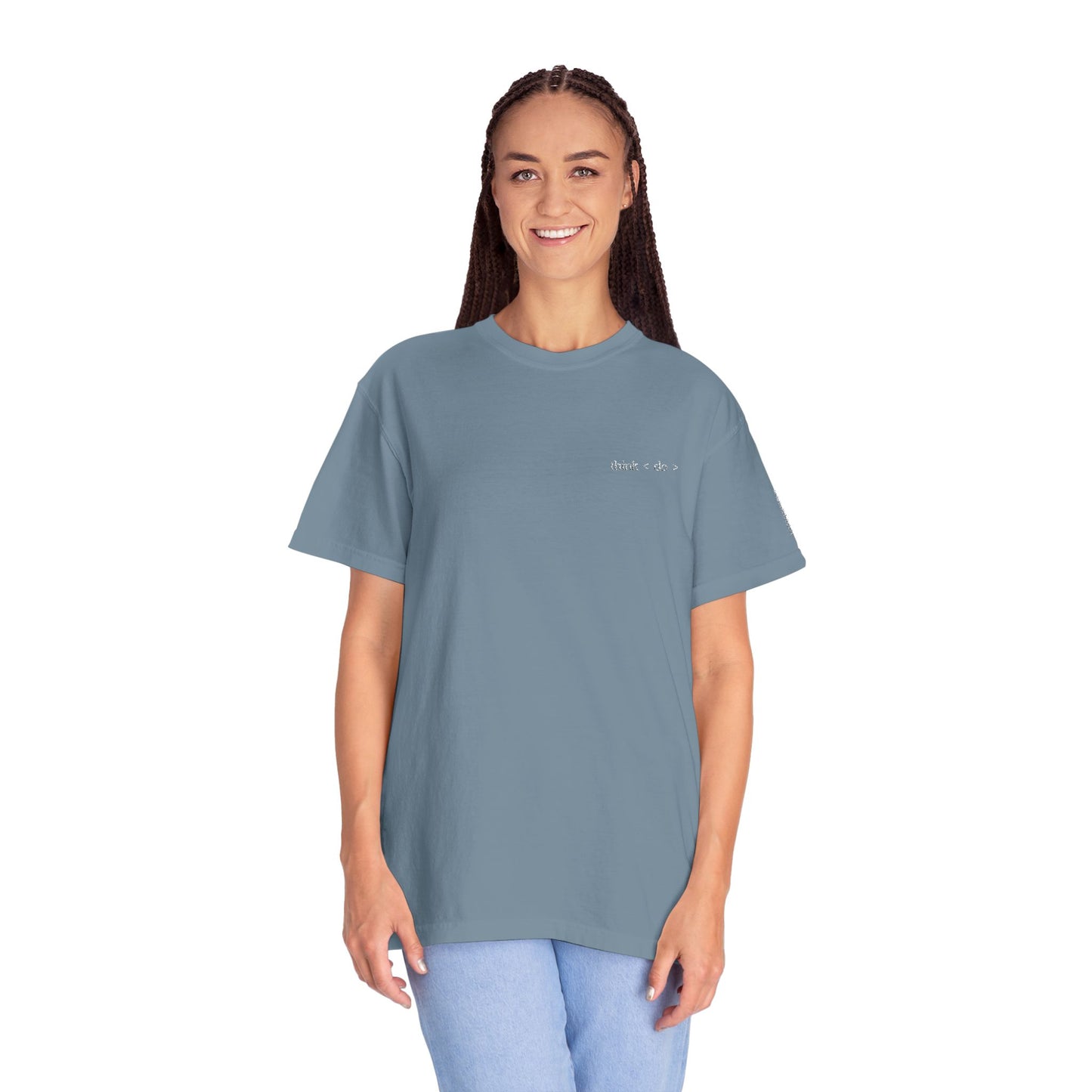 Think < Do > Embroidered Unisex T-Shirt | Minimalist Everyday Tee | Ivory Thread