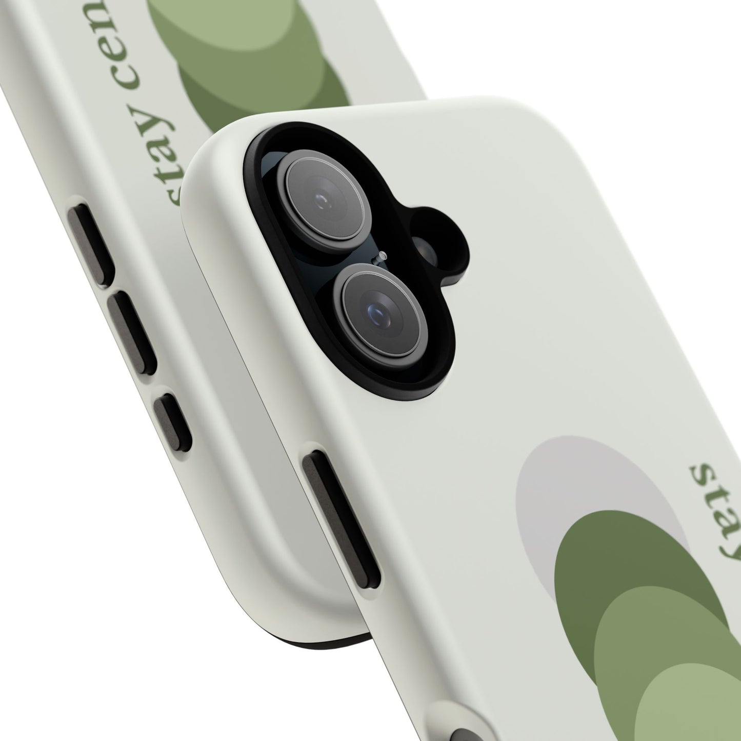 Stay Centered Minimalist Phone Case – Sage Green Wellness Aesthetic iPhone Case | Modern Neutral Protective Cover