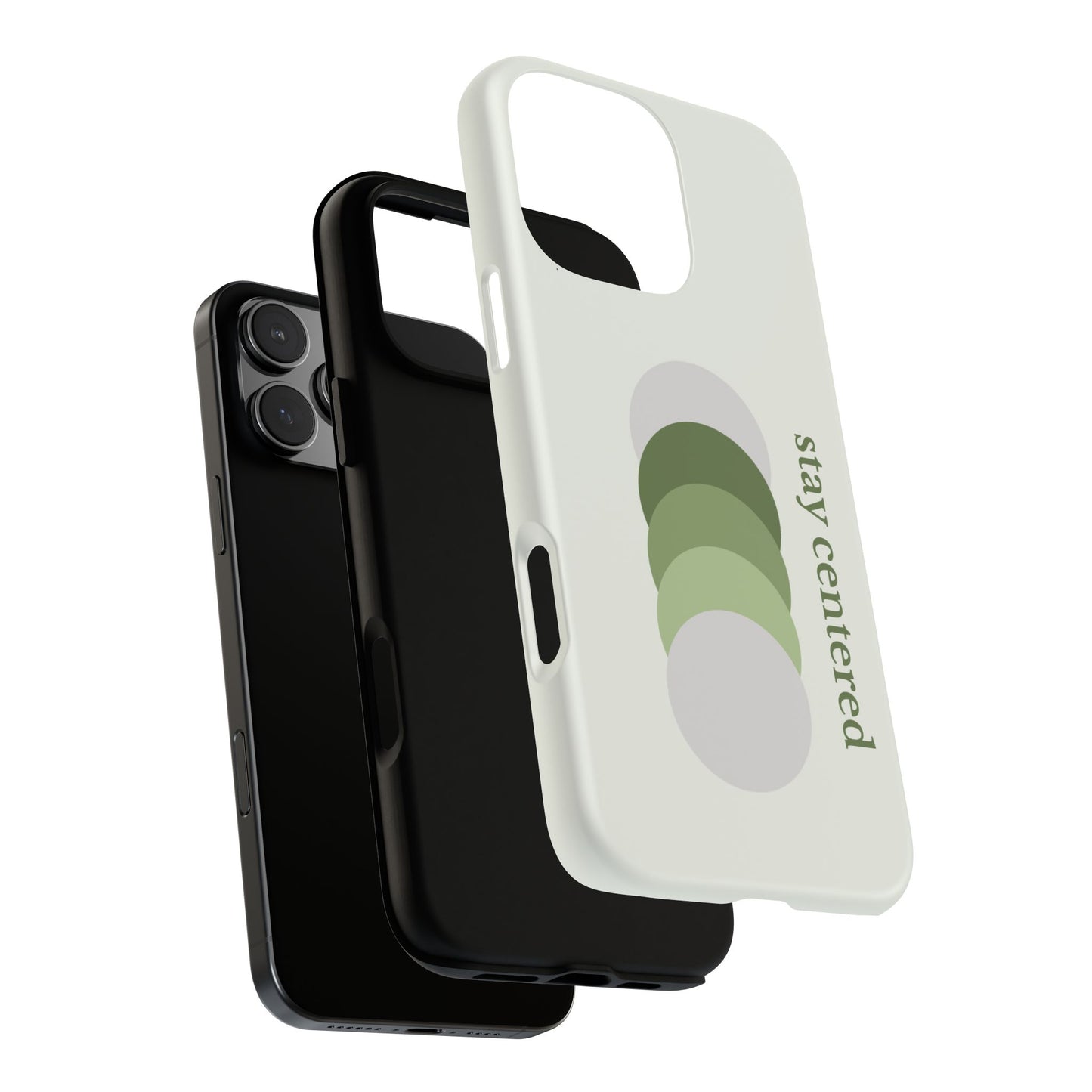 Stay Centered Minimalist Phone Case – Sage Green Wellness Aesthetic iPhone Case | Modern Neutral Protective Cover