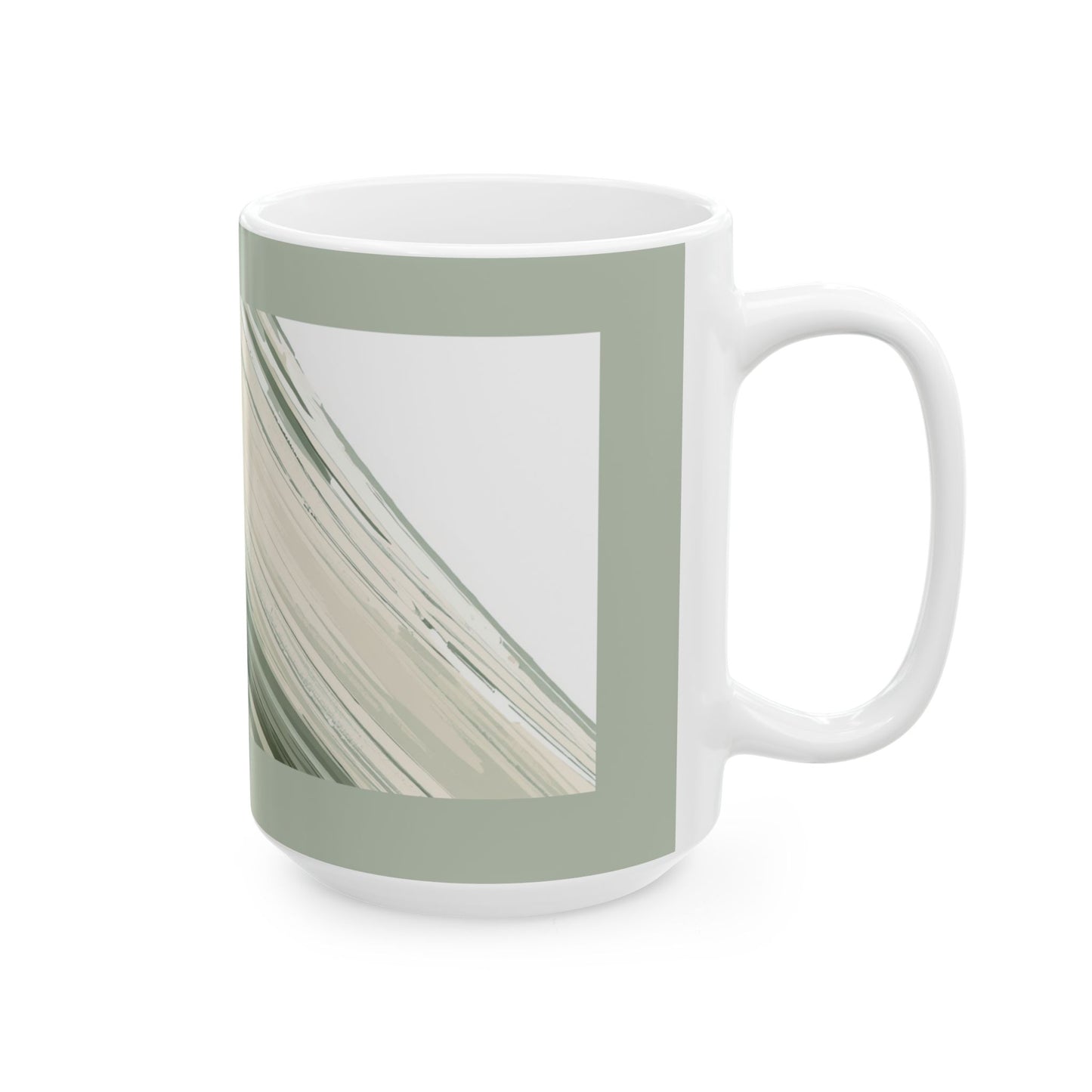 Sea Glass Drift Abstract Wave Mug – Coastal Sage Green Ceramic Coffee Cup | Minimalist Ocean Aesthetic Mug