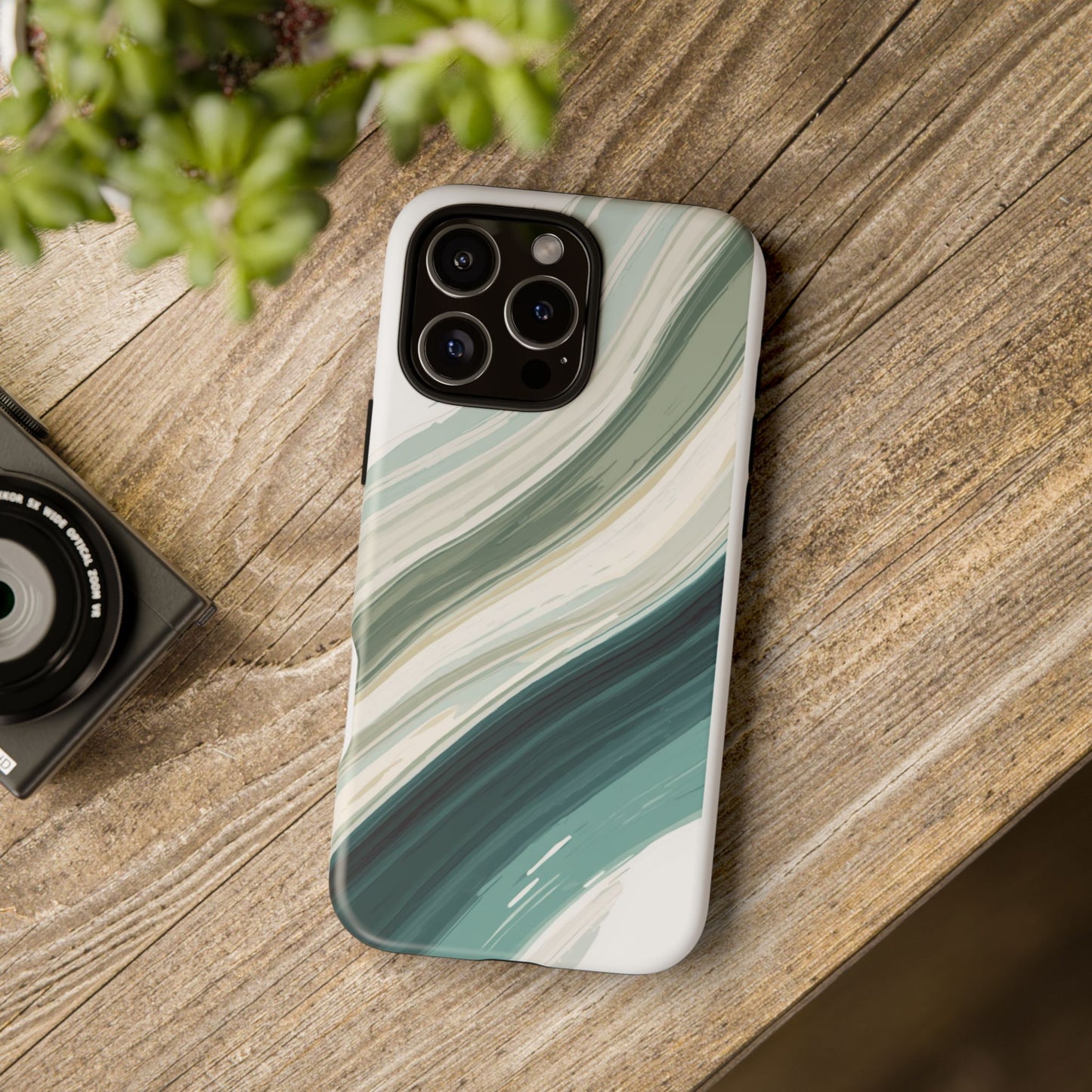 Sea Glass Drift Phone Case – Coastal Abstract Ocean Waves iPhone Case | Sage Green Minimalist Protective Cover