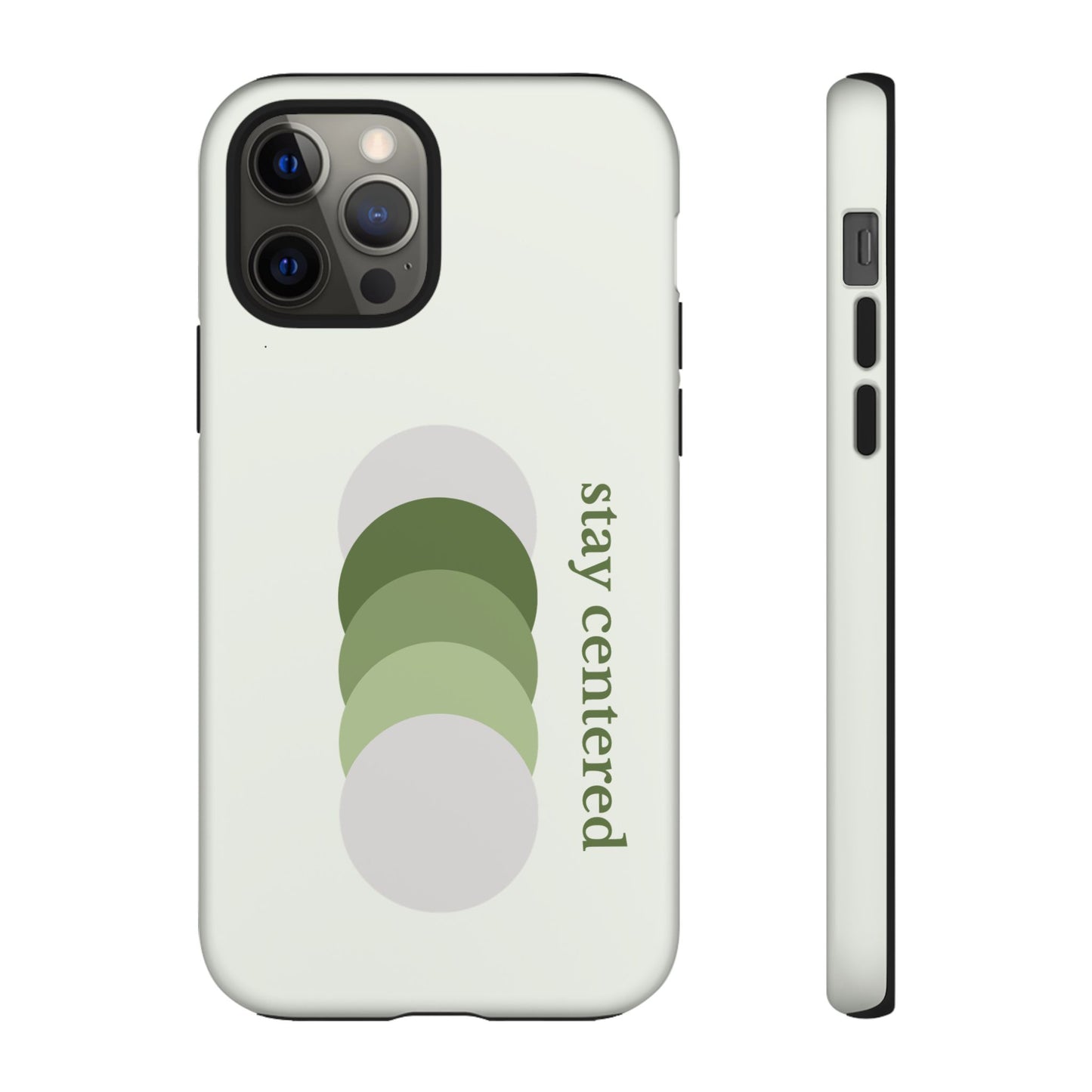 Stay Centered Minimalist Phone Case – Sage Green Wellness Aesthetic iPhone Case | Modern Neutral Protective Cover