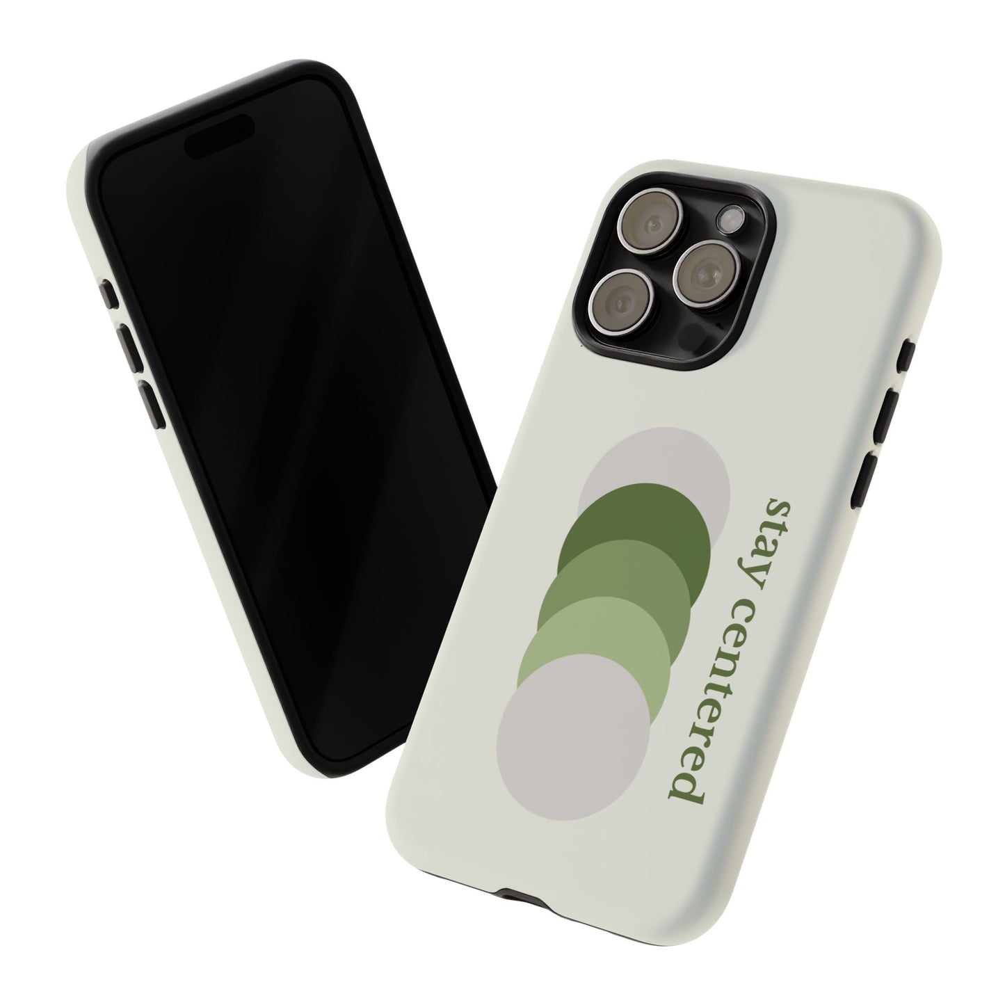 Stay Centered Minimalist Phone Case – Sage Green Wellness Aesthetic iPhone Case | Modern Neutral Protective Cover
