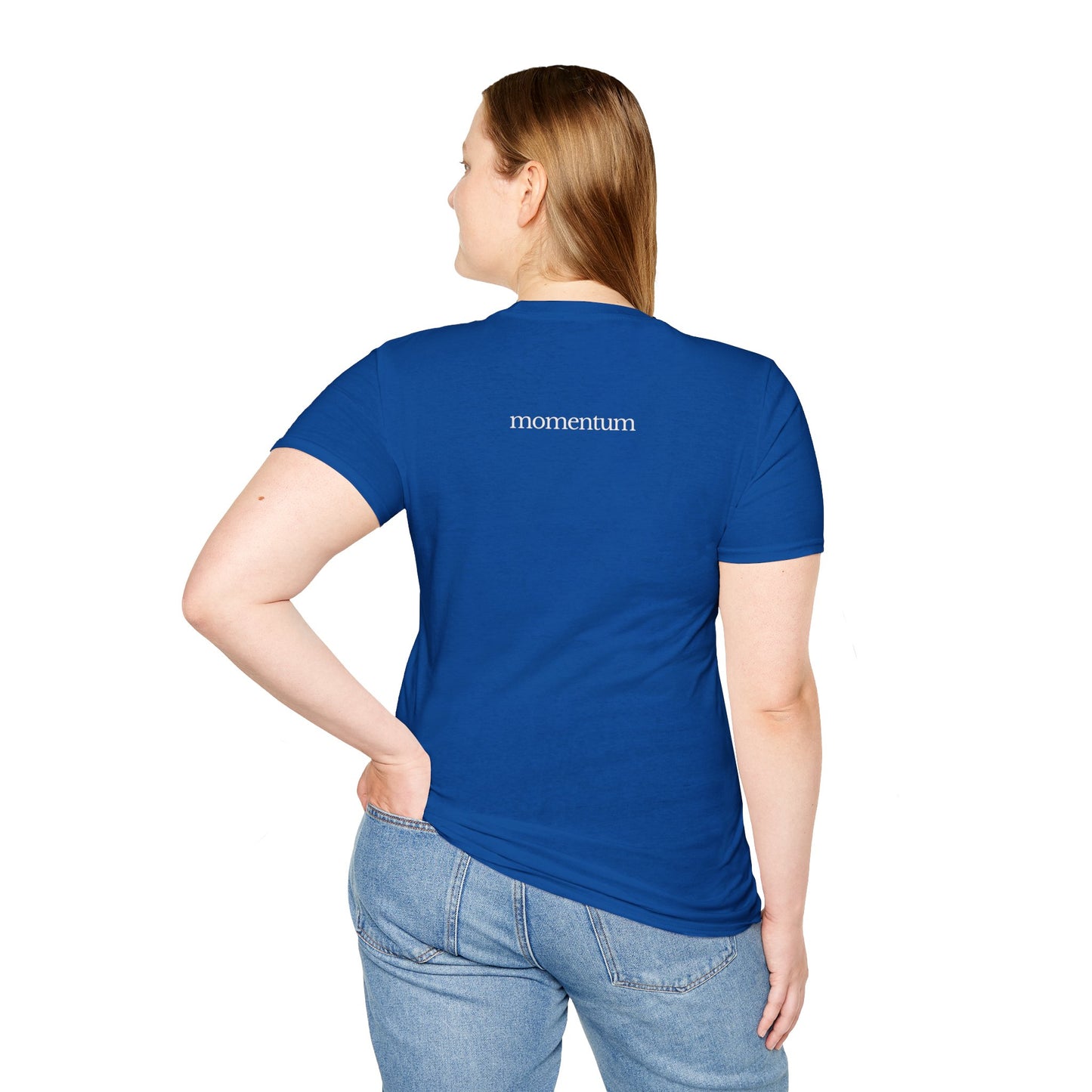think < do > Unisex Softstyle T-Shirt | Minimalist Inspirational Tee with Momentum Back Detail