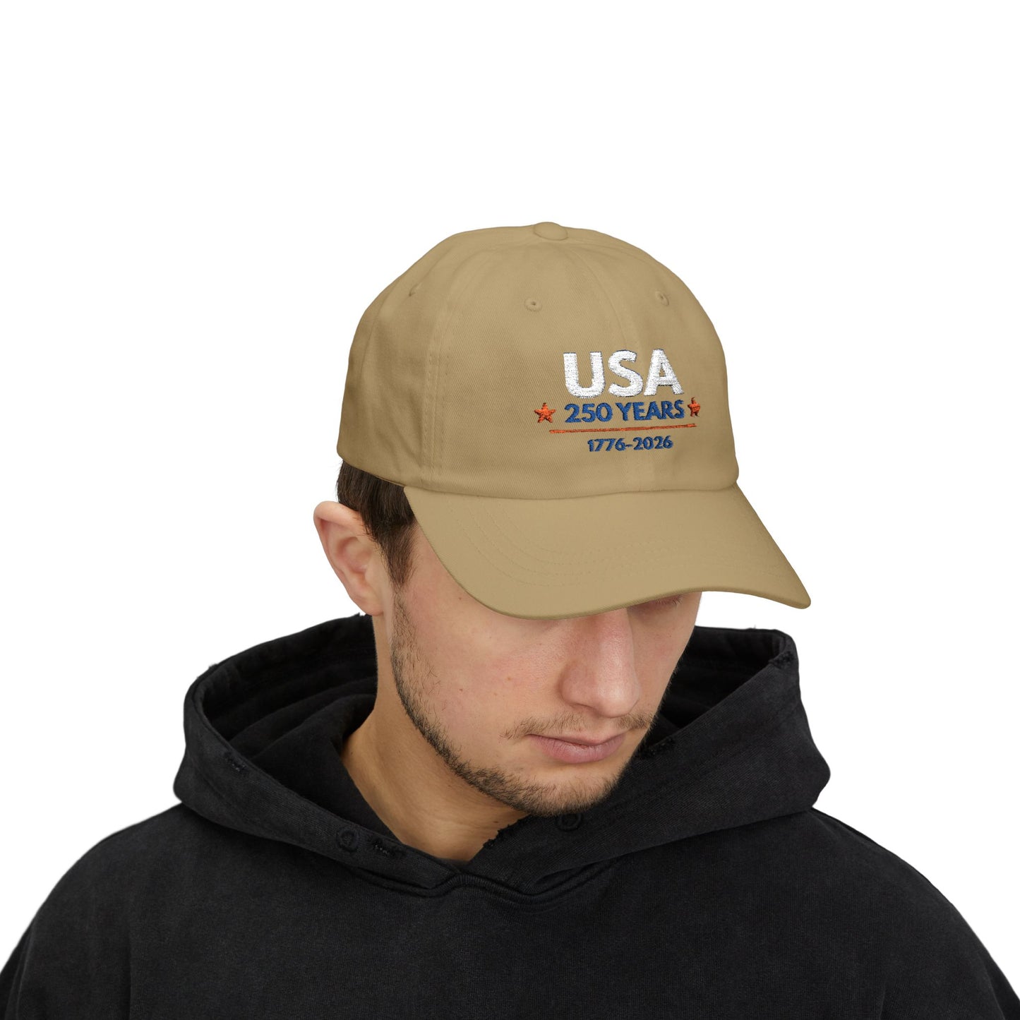 USA 250 Years Embroidered Classic Dad Cap | 1776–2026 Patriotic Anniversary Hat