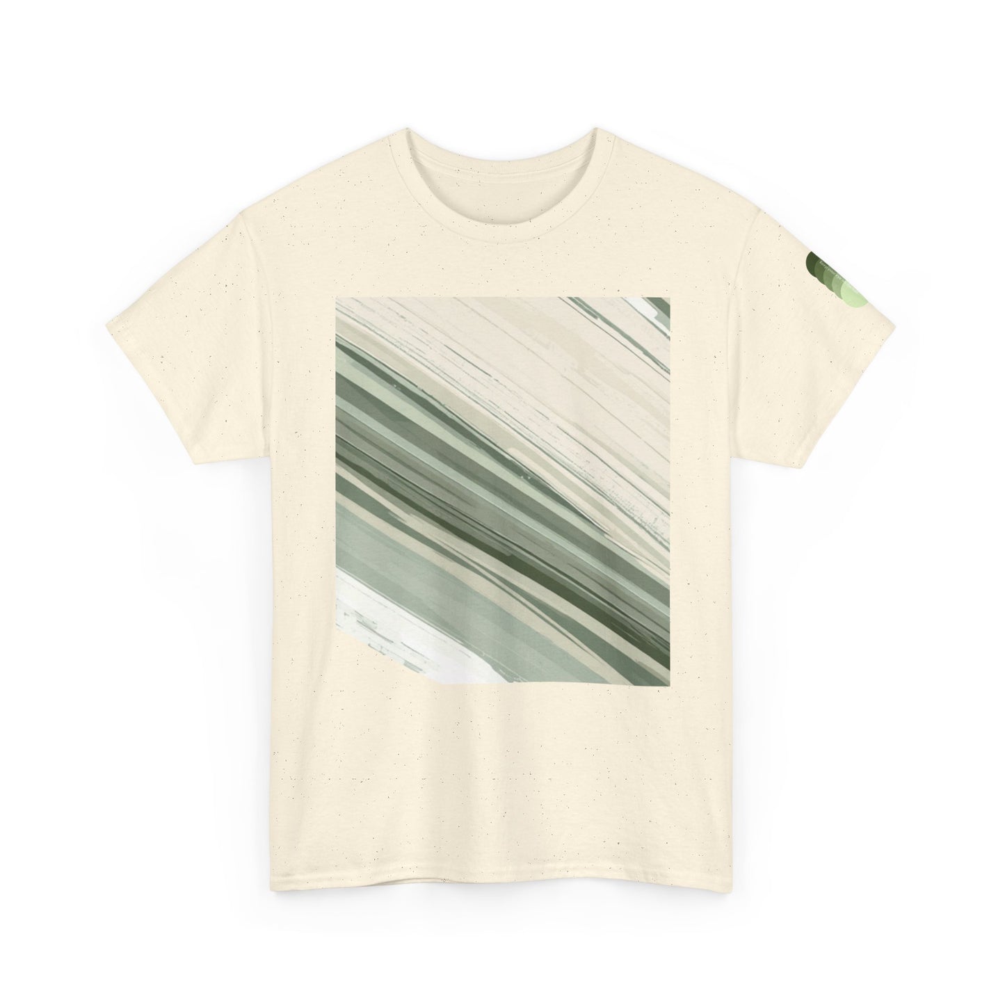 Sea Glass Drift Unisex Heavy Cotton Tee – Abstract Coastal Wave Graphic Shirt | Minimalist Sage Green Aesthetic Tee