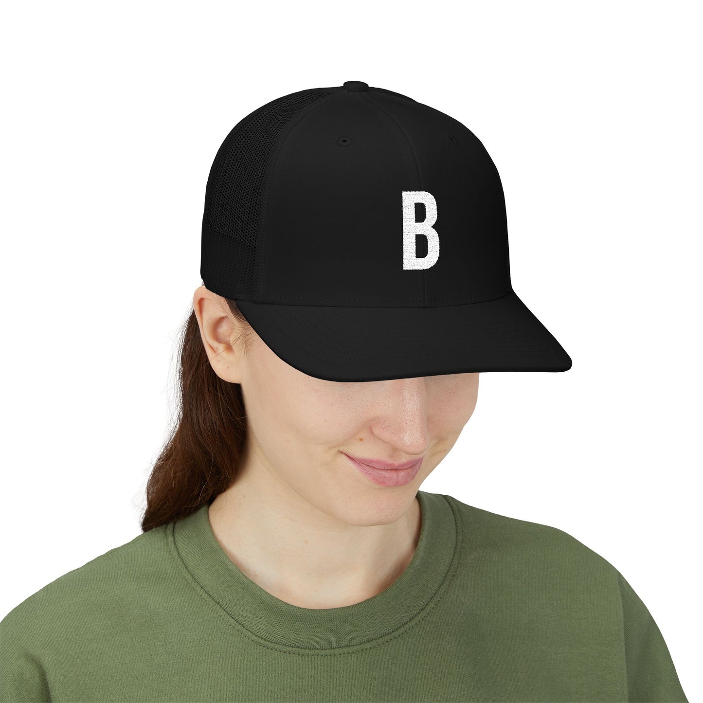 Boston (B) Embroidered Monogram Snapback Trucker Cap - Heritage Places Collection