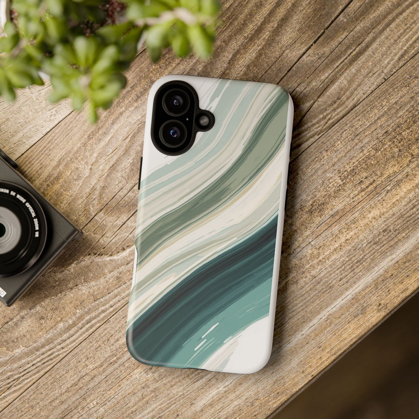 Sea Glass Drift Phone Case – Coastal Abstract Ocean Waves iPhone Case | Sage Green Minimalist Protective Cover