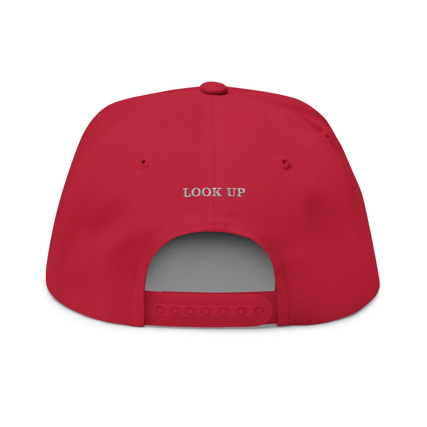 Christian Fish Embroidered Flat Bill Cap — "Look Up" Snapback