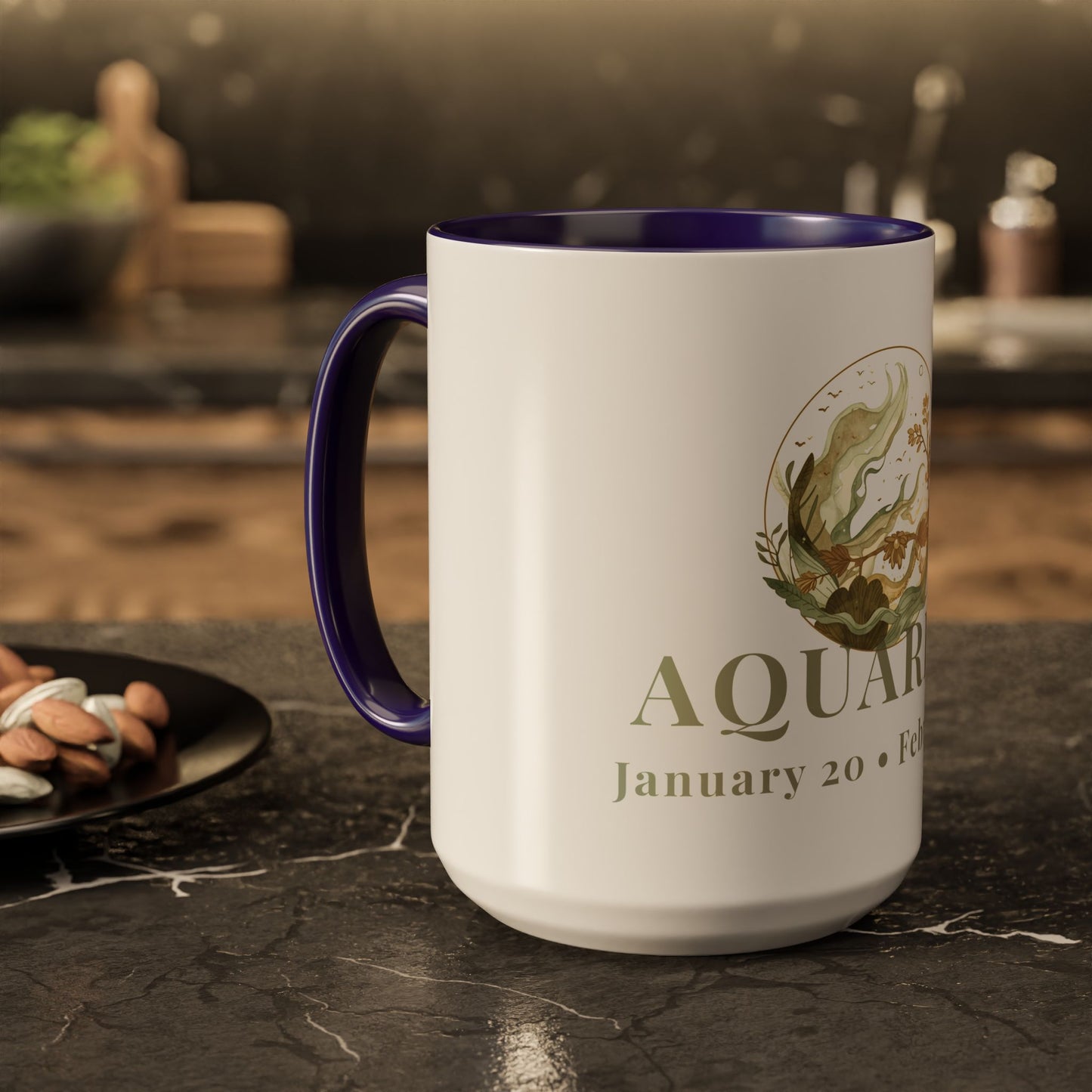 Aquarius Zodiac Mug - January 20 - February 18 Astrology Coffee Cup - Water Flow Zodiac Sign Mug - 15 oz.
