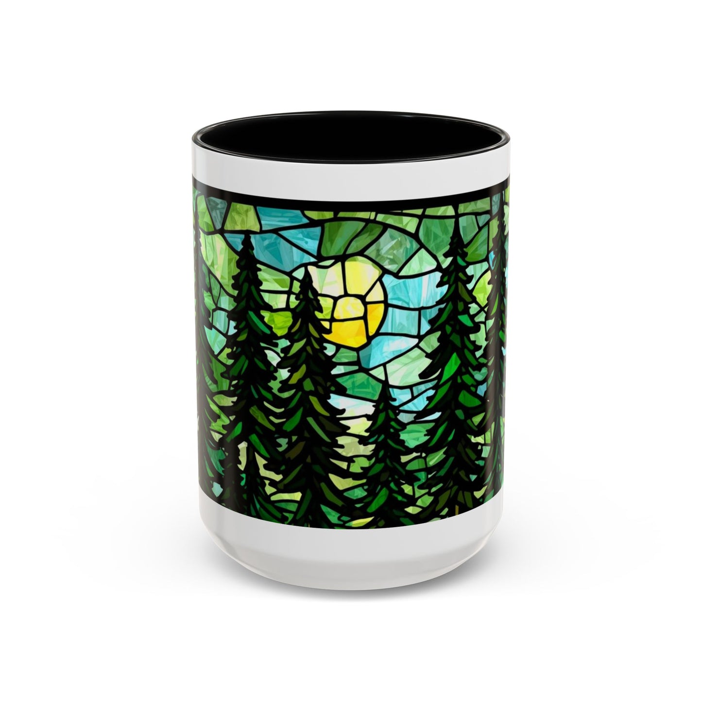 Stained Glass Forest Sunrise Mug – 15oz