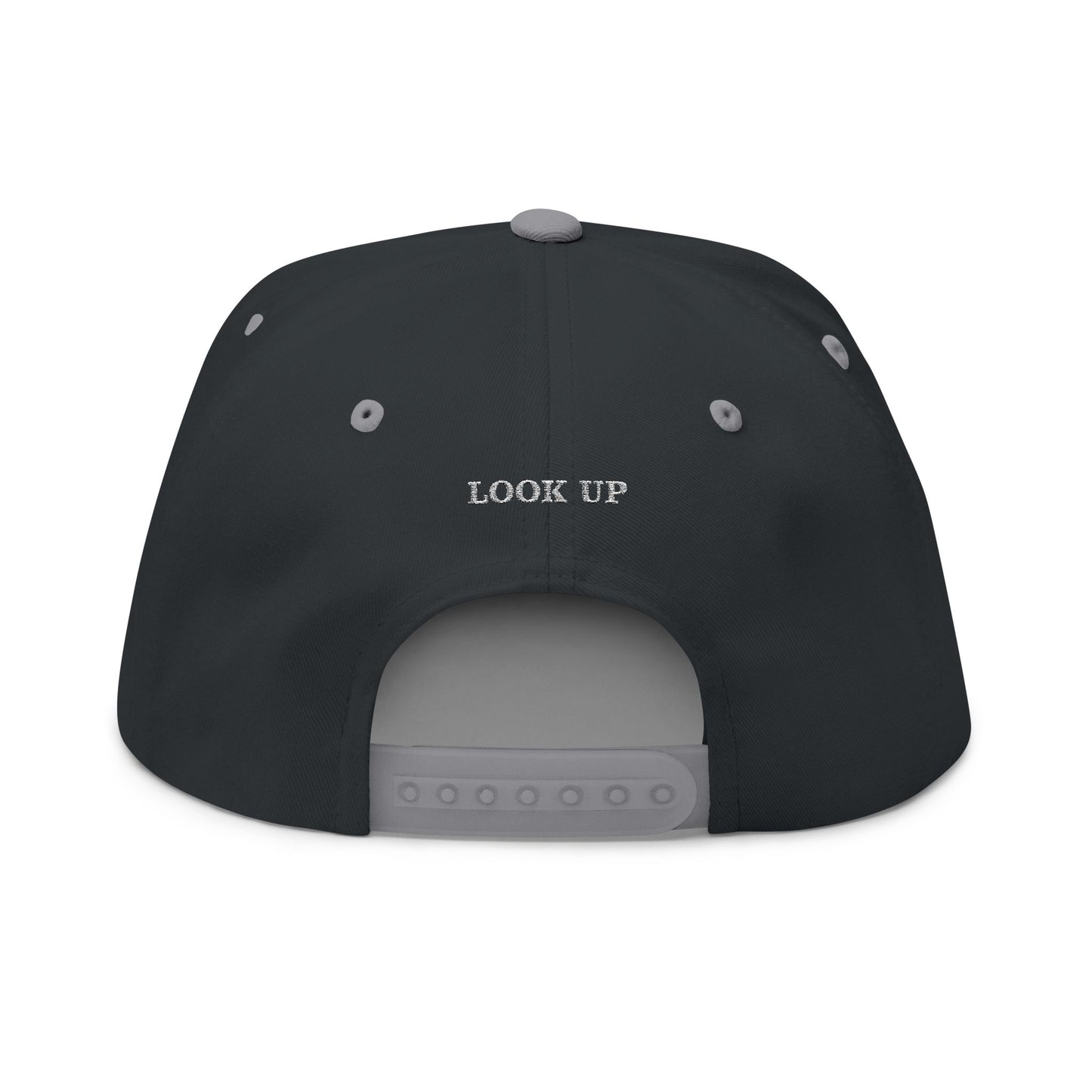 Christian Fish Embroidered Flat Bill Cap — "Look Up" Snapback