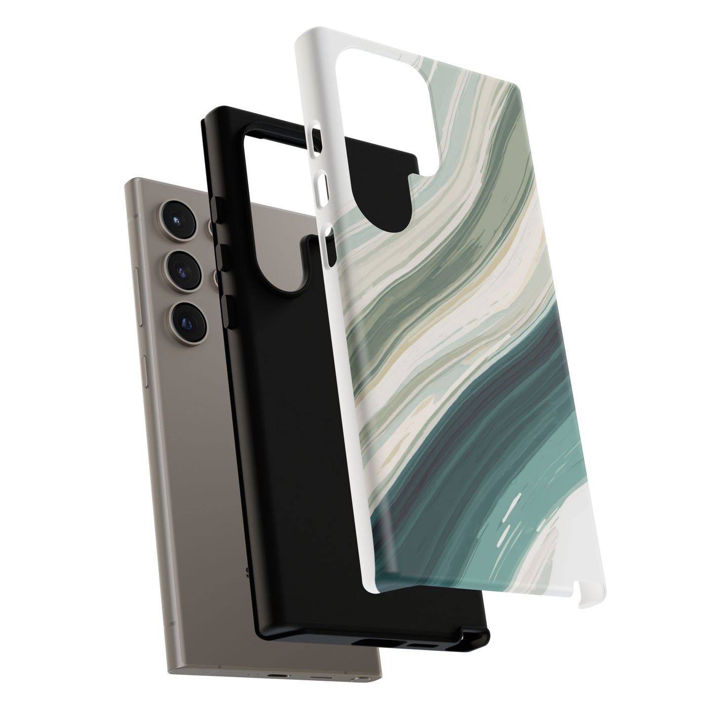 Sea Glass Drift Phone Case – Coastal Abstract Ocean Waves iPhone Case | Sage Green Minimalist Protective Cover