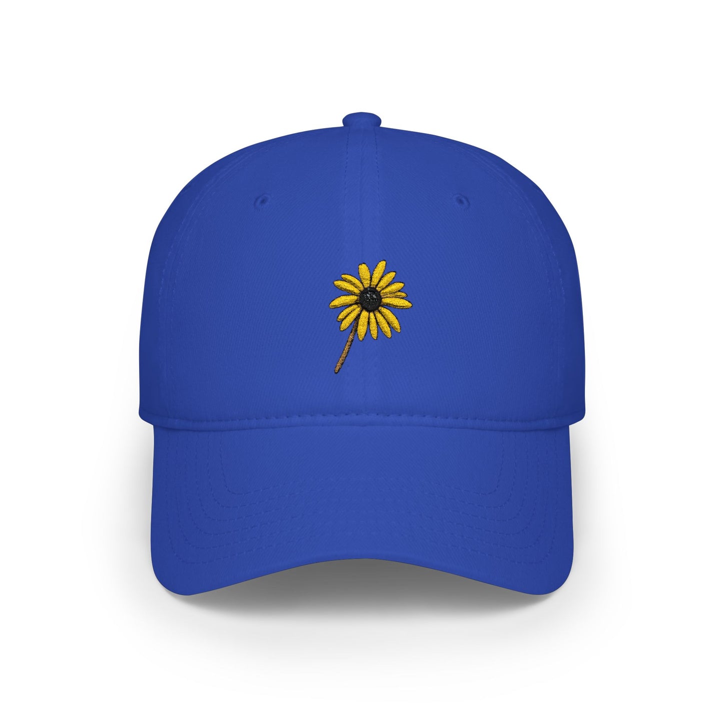 Black-Eyed Susan Mom Cap — Low Profile Baseball Hat, with Embroidered flower front and Mom text back