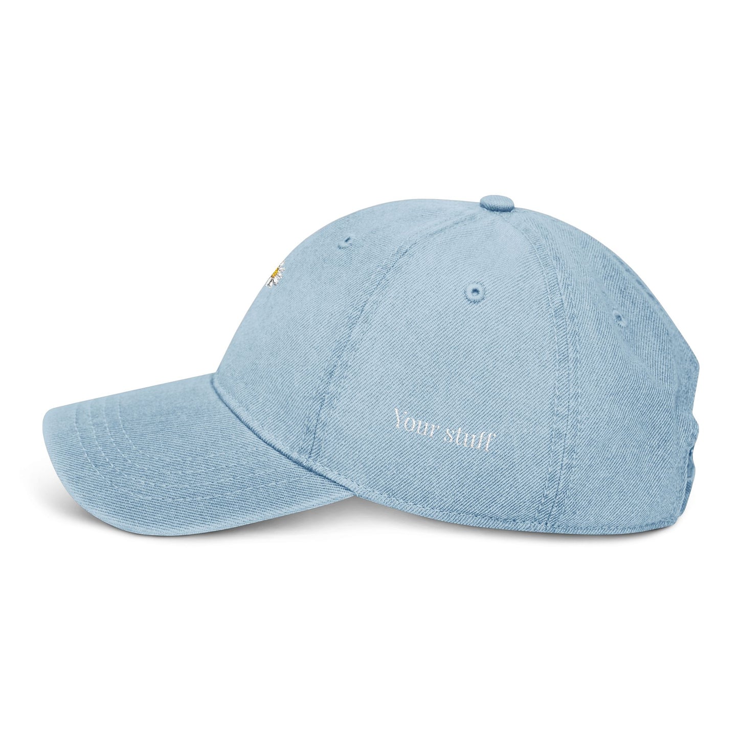 Personalized Minimal Daisy Embroidered Denim Hat for Everyday Wear