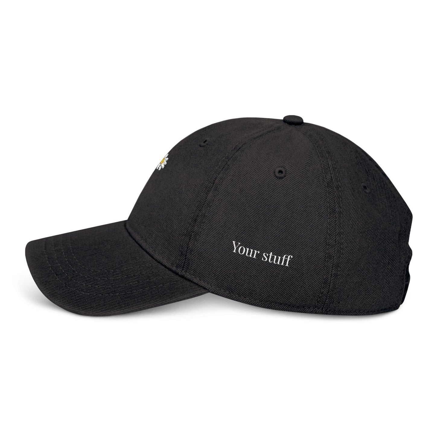 Personalized Minimal Daisy Embroidered Denim Hat for Everyday Wear