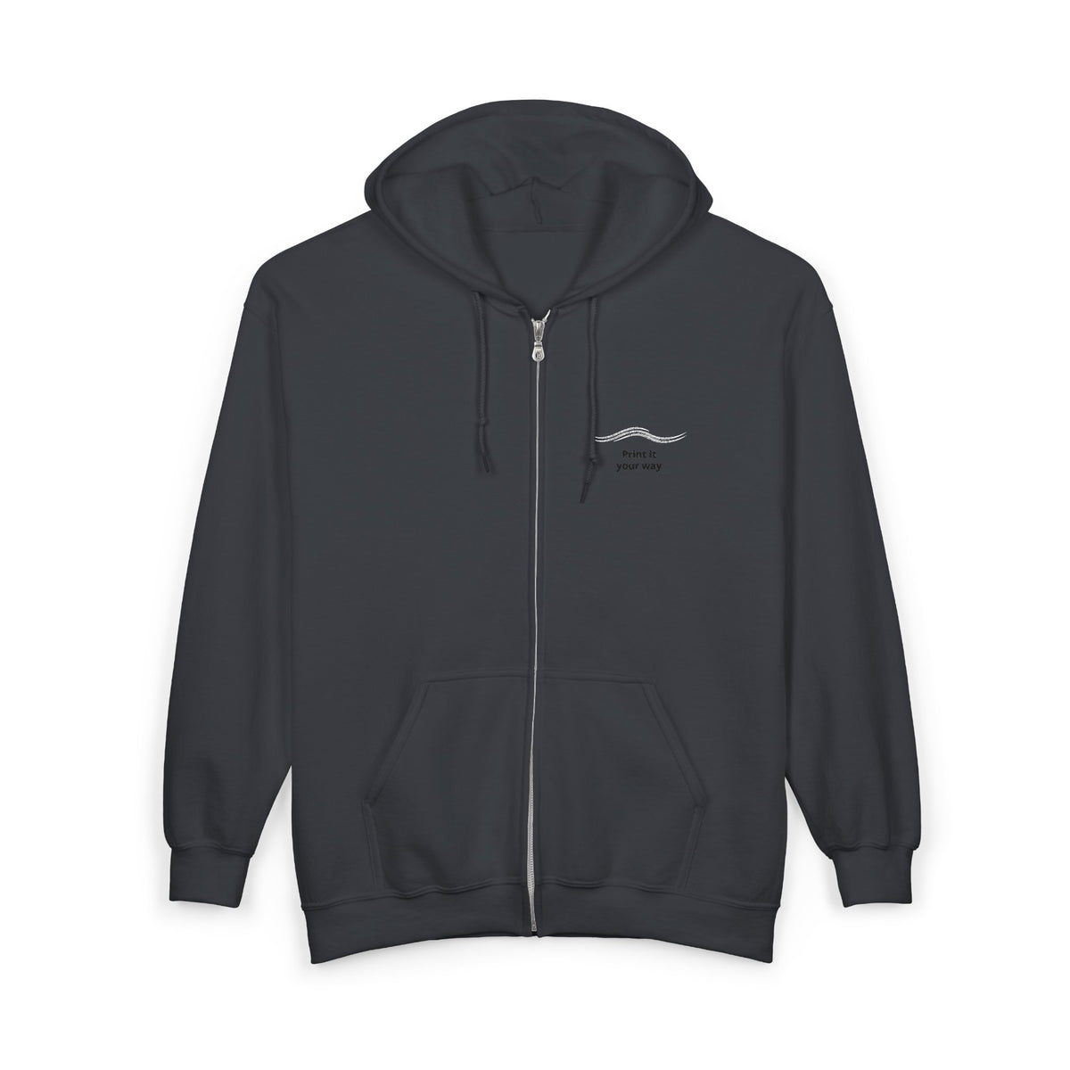 Minimal Wave Zip Hoodie — Subtle Coastal Graphic Full-Zip Sweatshirt