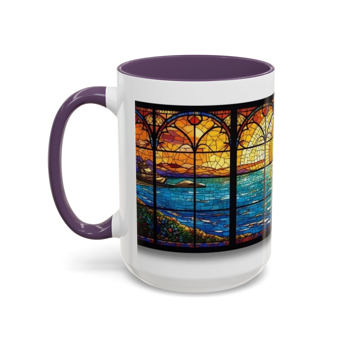 Stained Glass Ocean Sunset Mug – 15oz