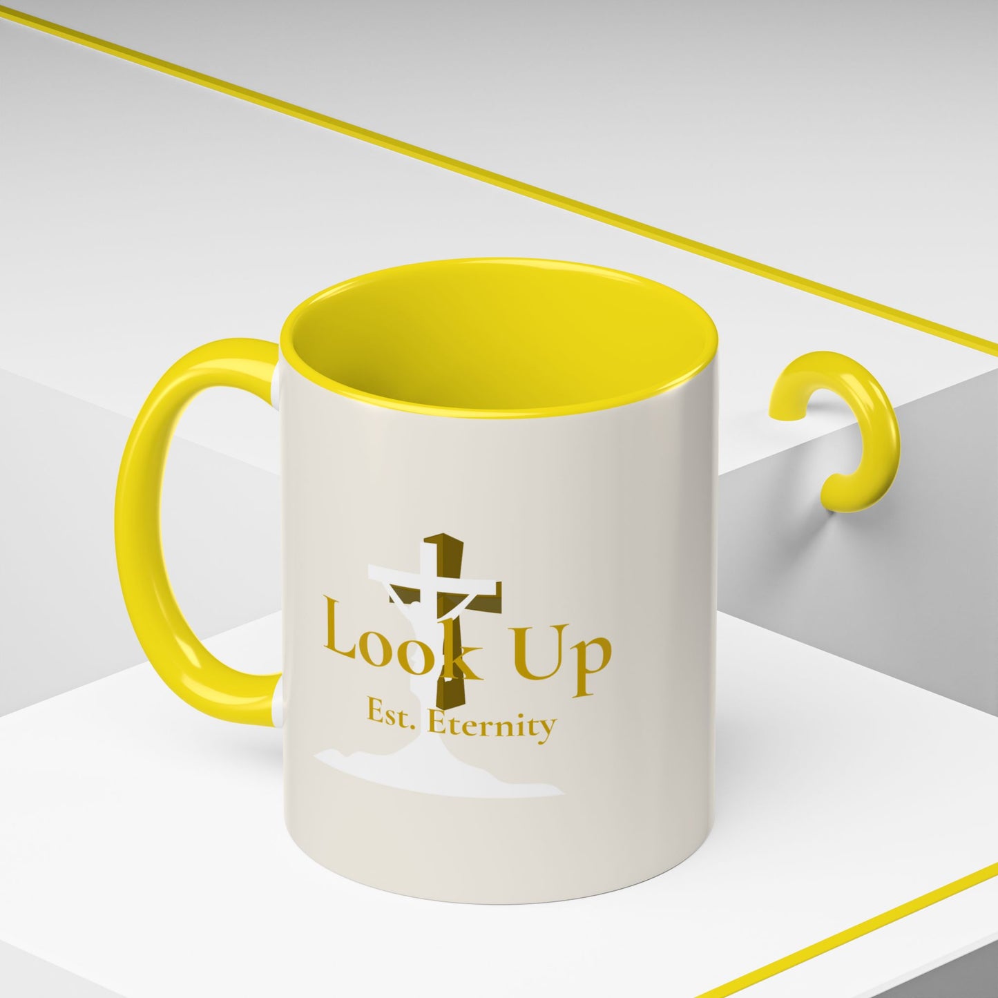 Look Up Est. Eternity Accent Coffee Mug with Cross – 11 oz & 15 oz
