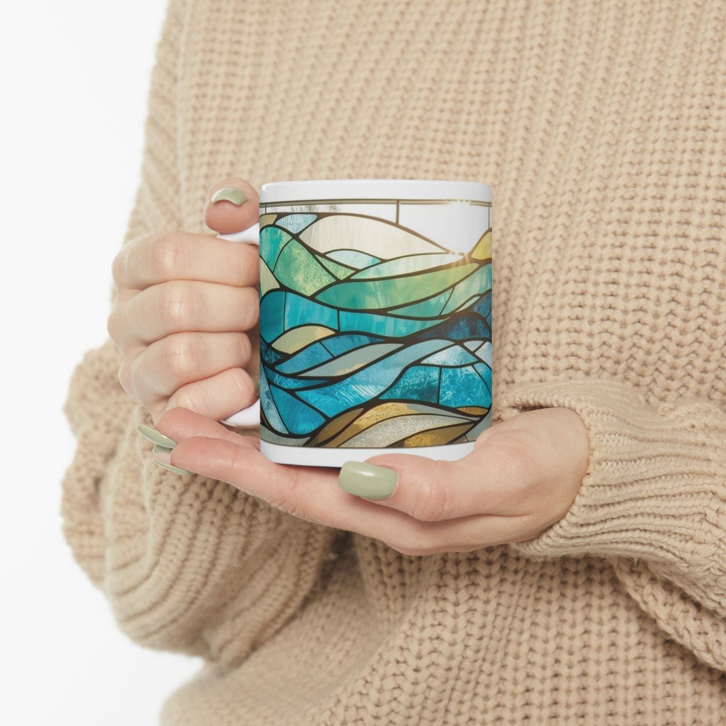 Sea Glass Wave Mosaic Mug – 11oz/15oz