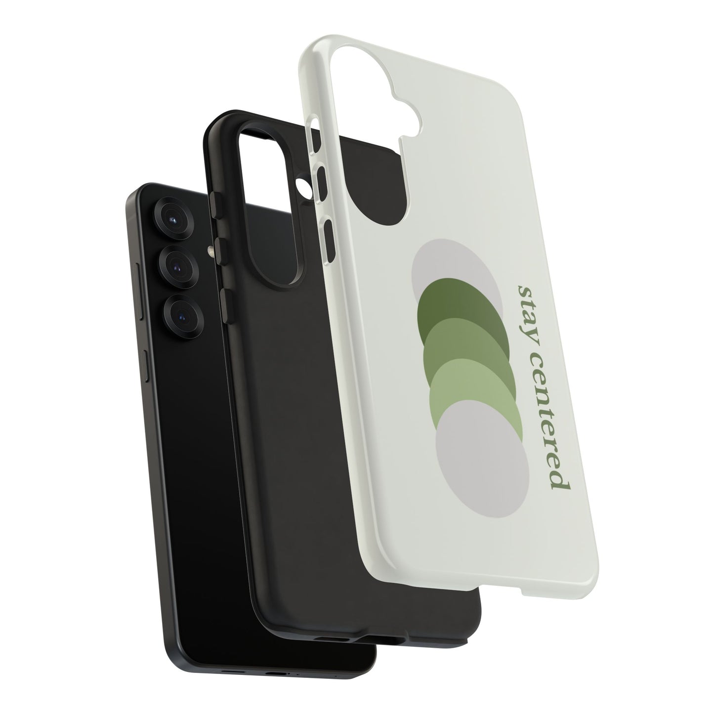 Stay Centered Minimalist Phone Case – Sage Green Wellness Aesthetic iPhone Case | Modern Neutral Protective Cover