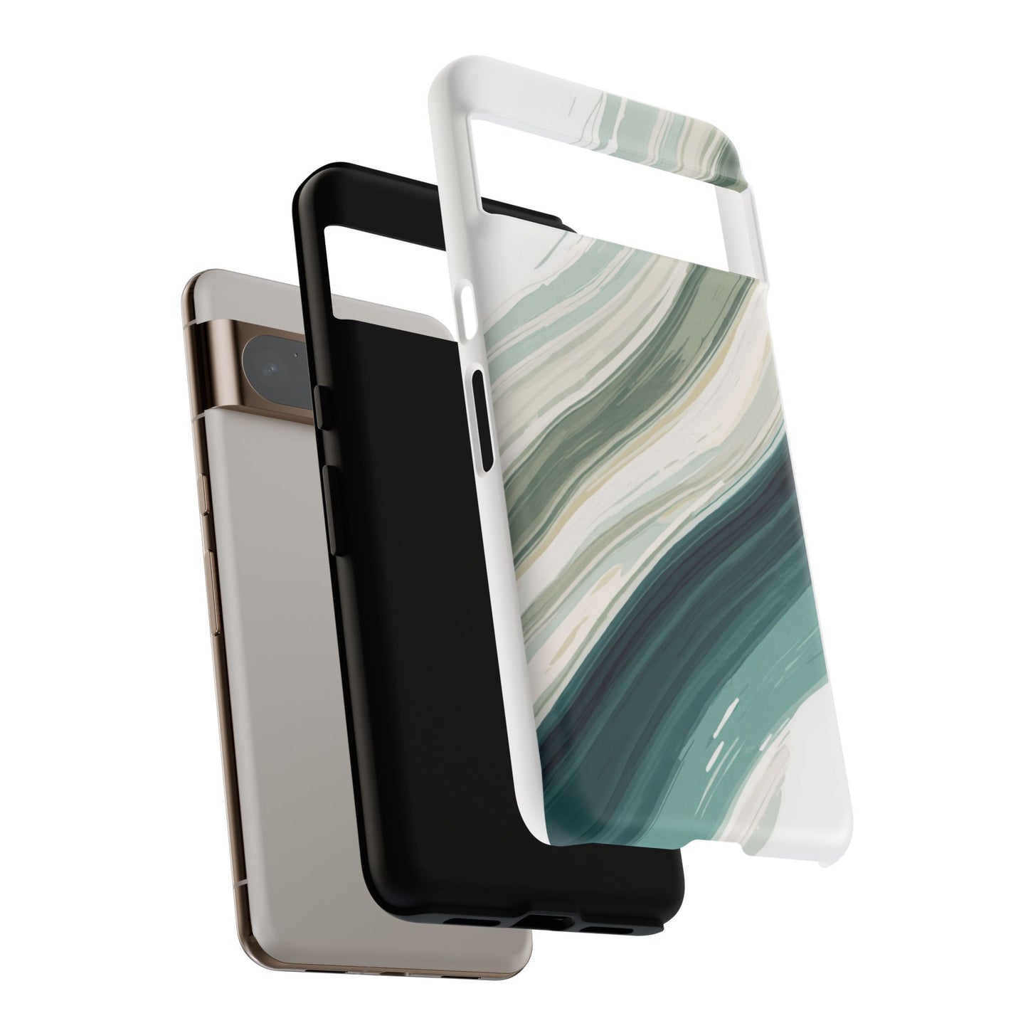 Sea Glass Drift Phone Case – Coastal Abstract Ocean Waves iPhone Case | Sage Green Minimalist Protective Cover