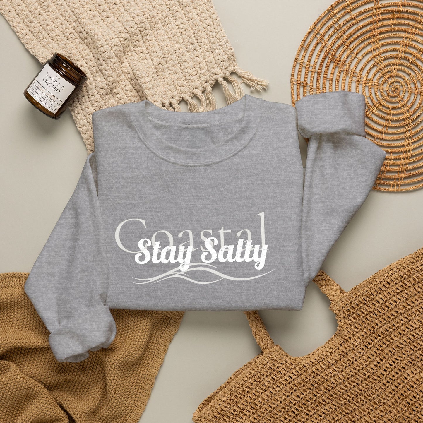 Personalize Embroidered crewneck Sweatshirt — Use your own words on front and left sleeve