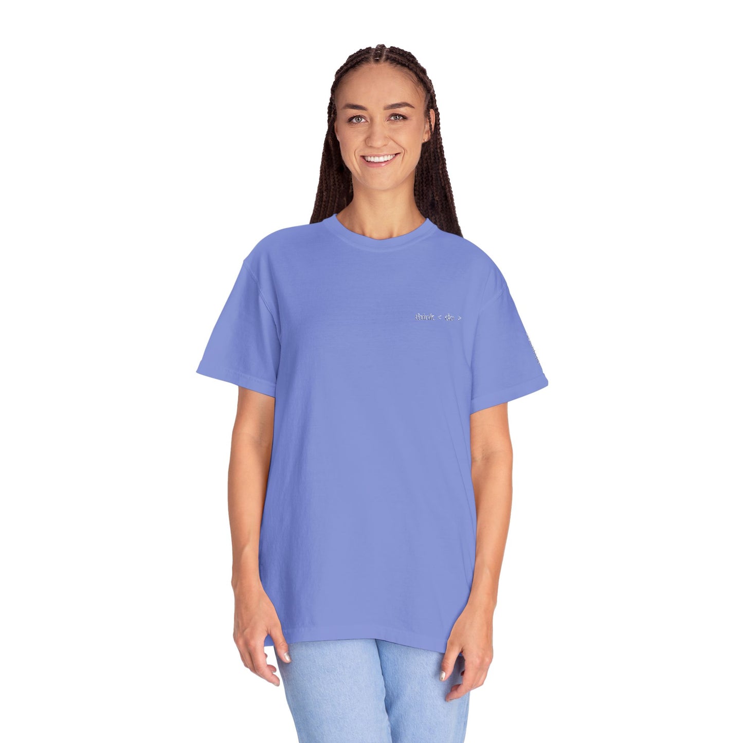 Think < Do > Embroidered Unisex T-Shirt | Minimalist Everyday Tee | Ivory Thread