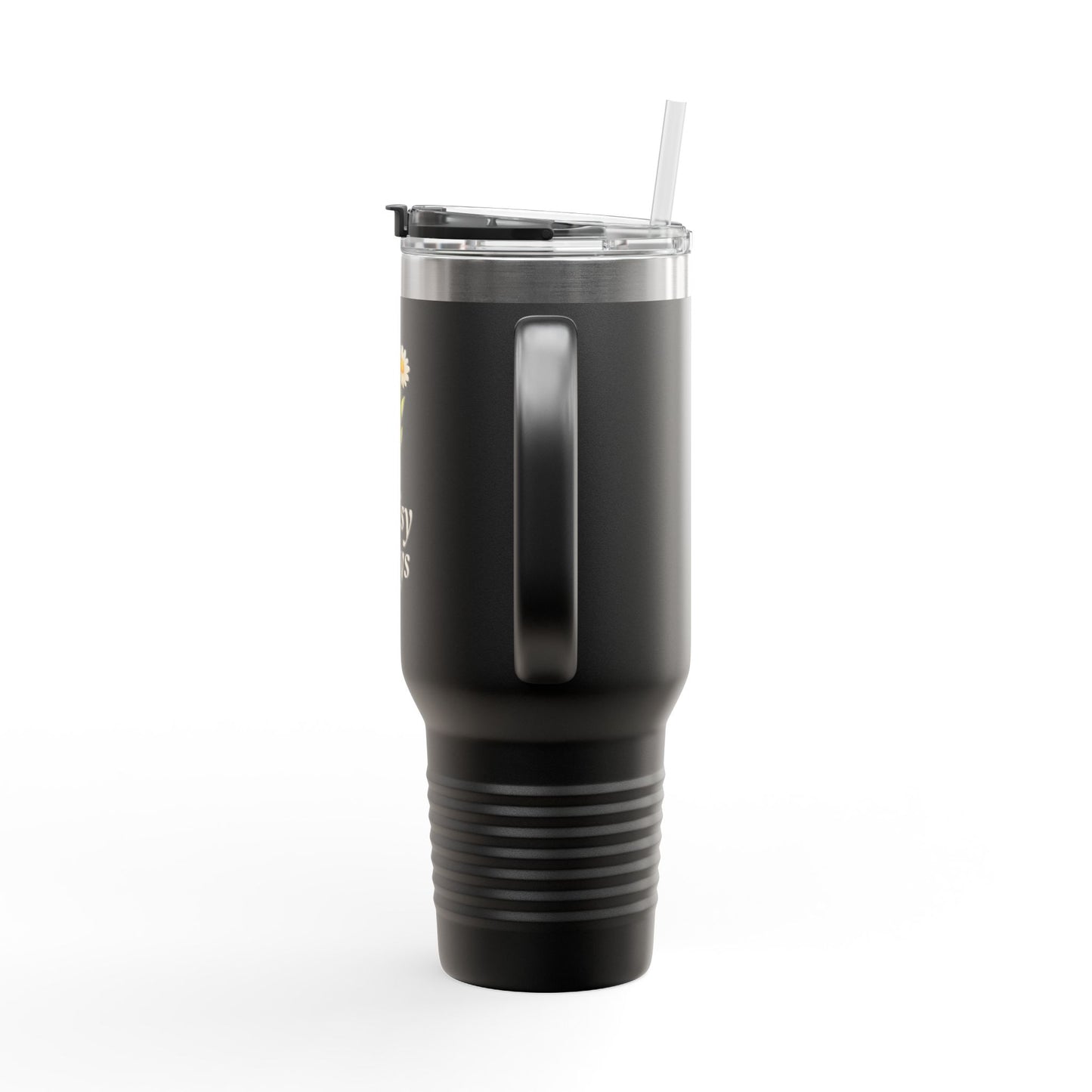 Daisy Days 40 oz Insulated Travel Mug | Floral Tumbler with Handle