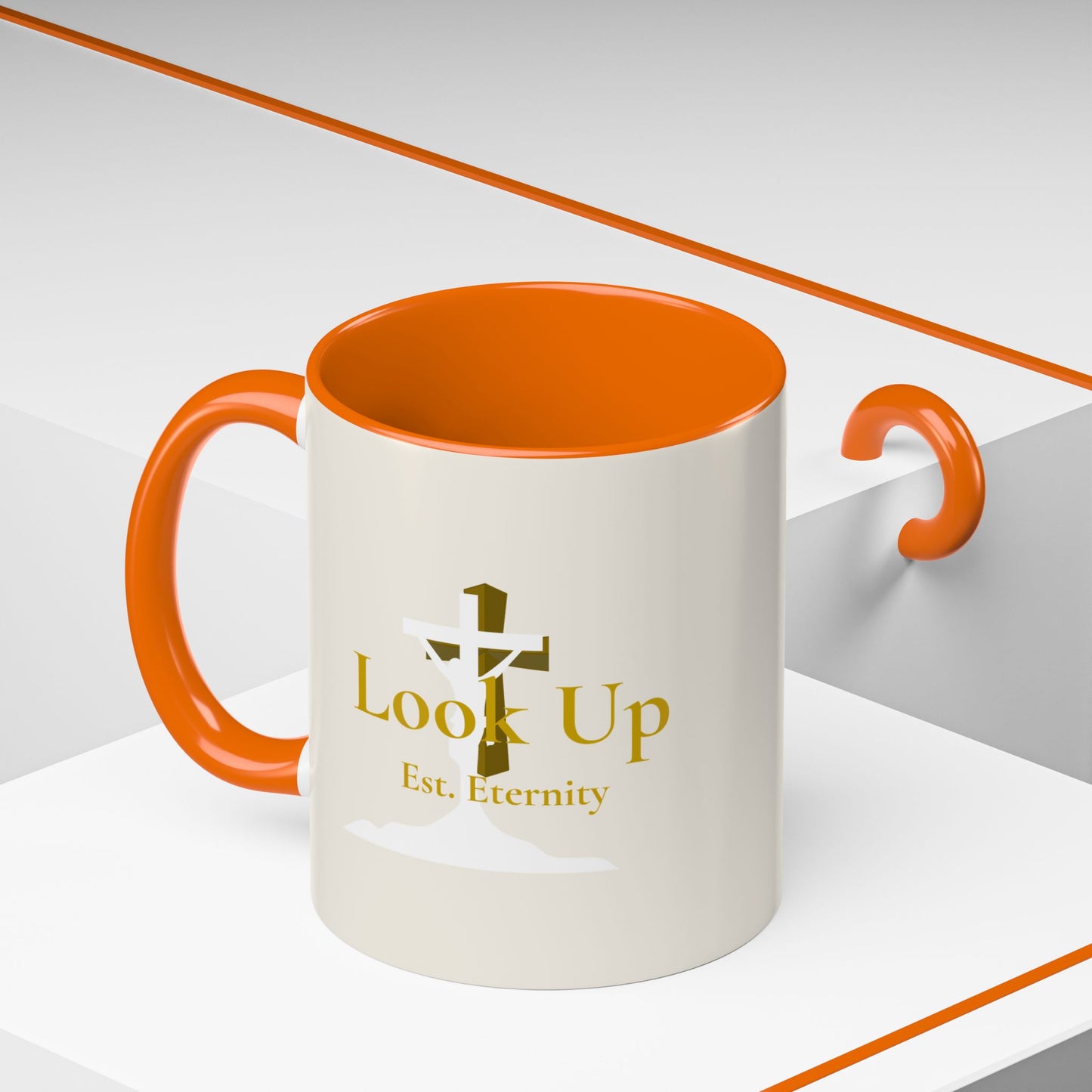 Look Up Est. Eternity Accent Coffee Mug with Cross – 11 oz & 15 oz