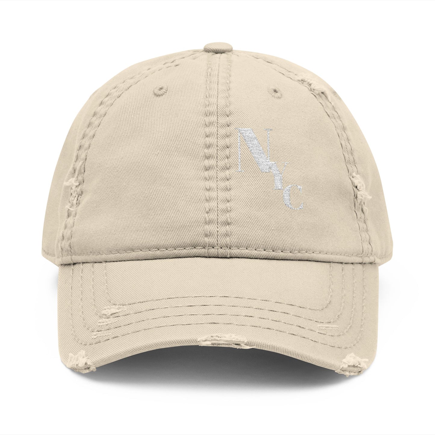 NYC Monogram Distressed Dad Hat (Embroidery) Minimalist Faith Hat with Cross/Vintage Style Cap