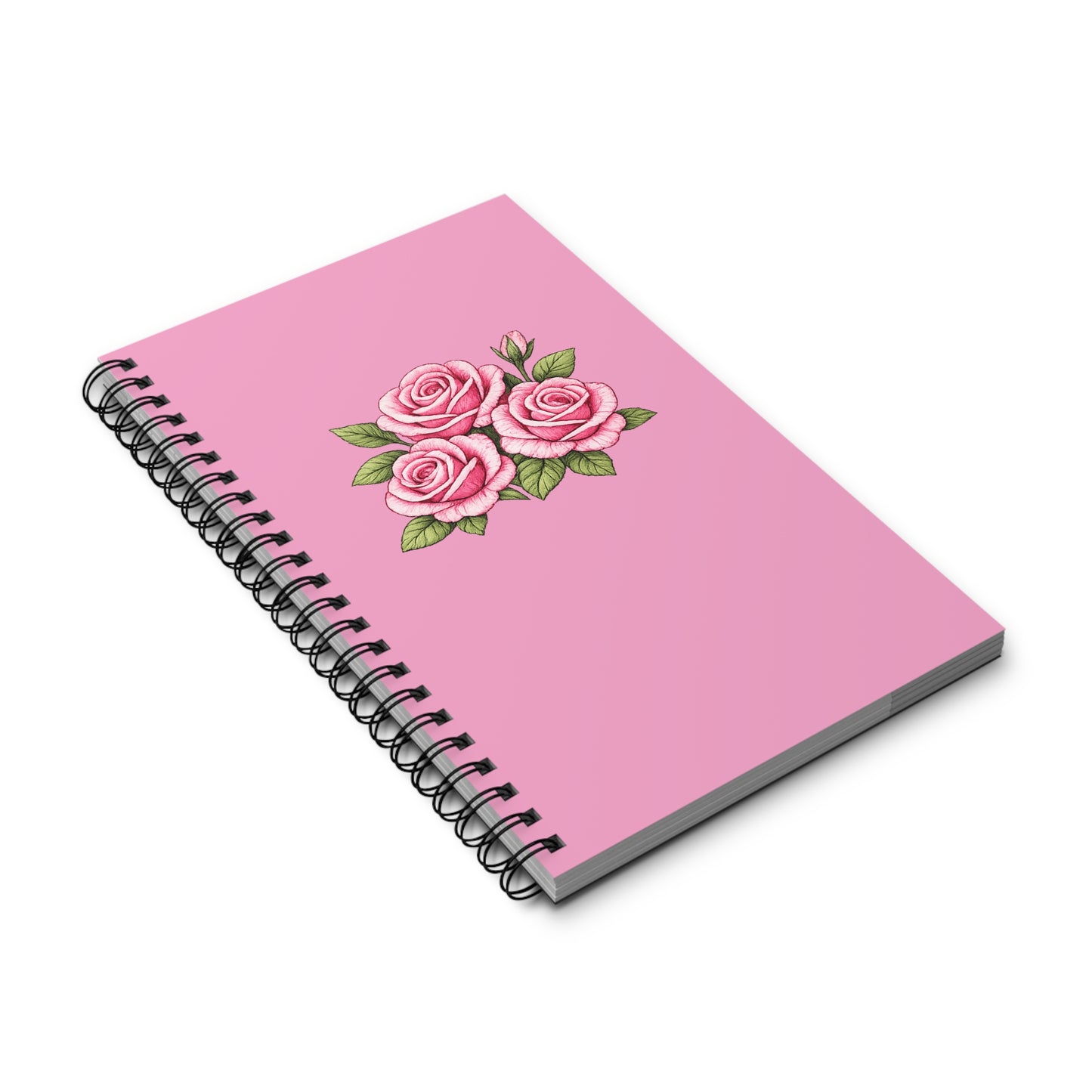 Pink Rose Floral Spiral Journal