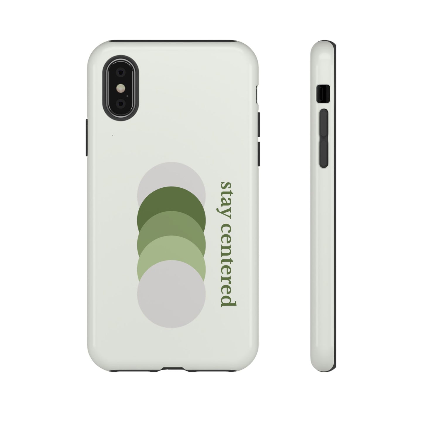 Stay Centered Minimalist Phone Case – Sage Green Wellness Aesthetic iPhone Case | Modern Neutral Protective Cover