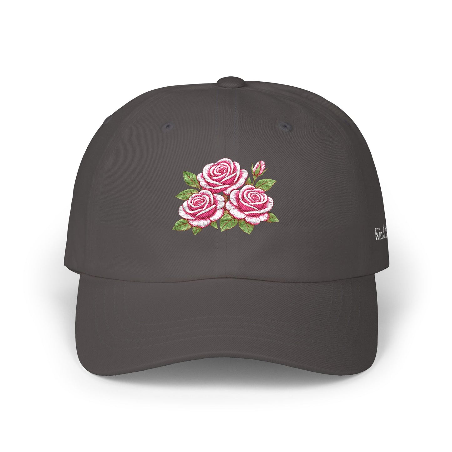 Embroidered Rose Floral Mama Dad Hat with Personalized Side Name