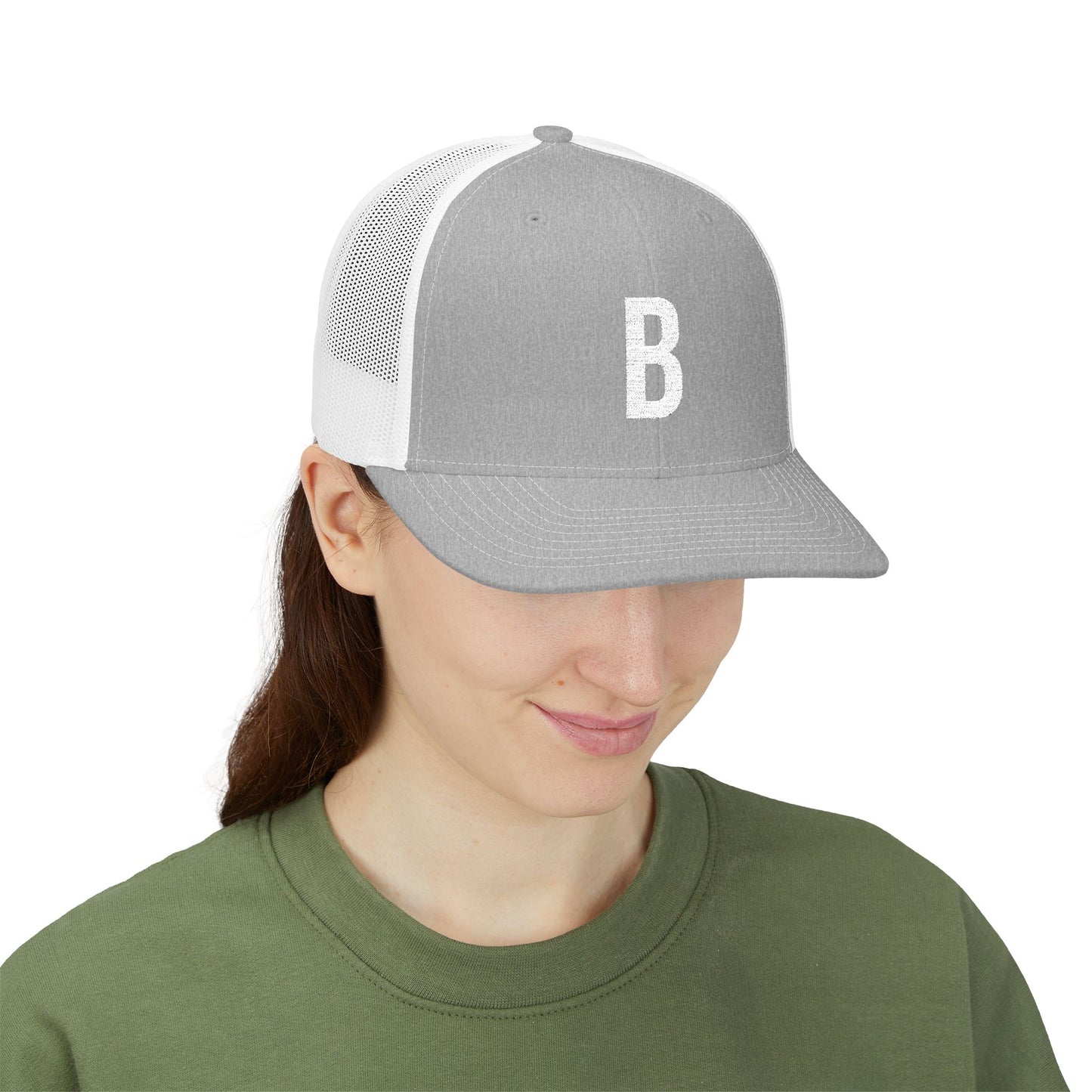 Boston (B) Embroidered Monogram Snapback Trucker Cap - Heritage Places Collection
